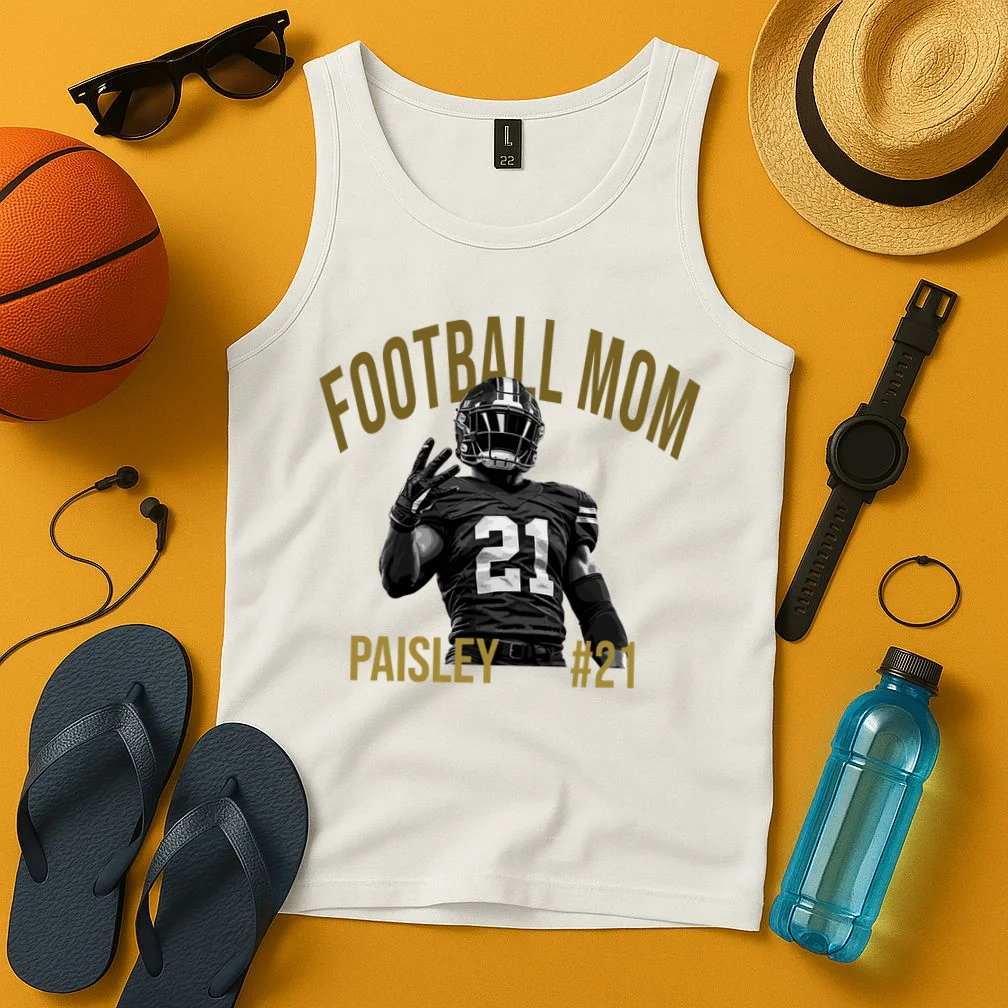 Football Player Graphic – Vintage American Football Jersey Number Design Men's Tank Top - Front 3