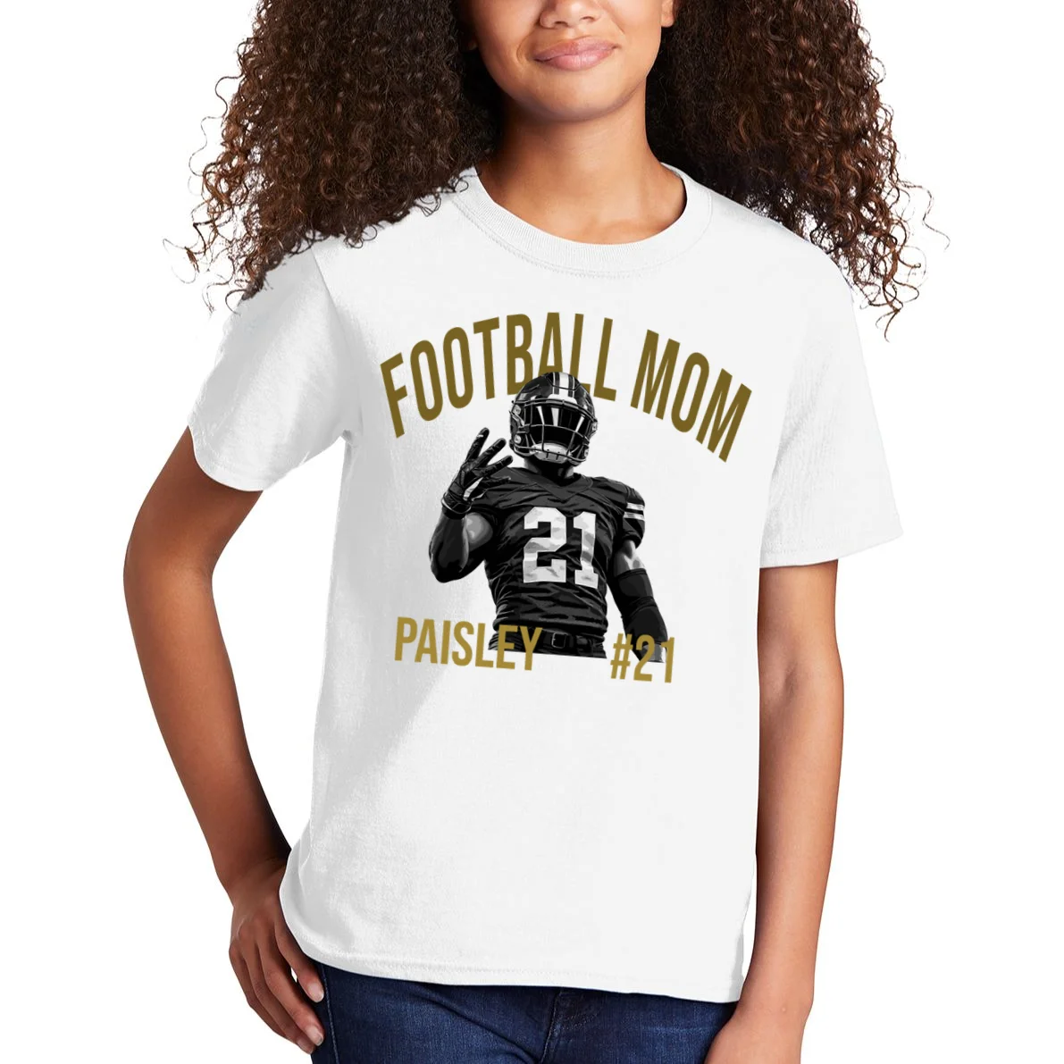 Football Player Graphic – Vintage American Football Jersey Number Design Kids T-Shirt - Front 1