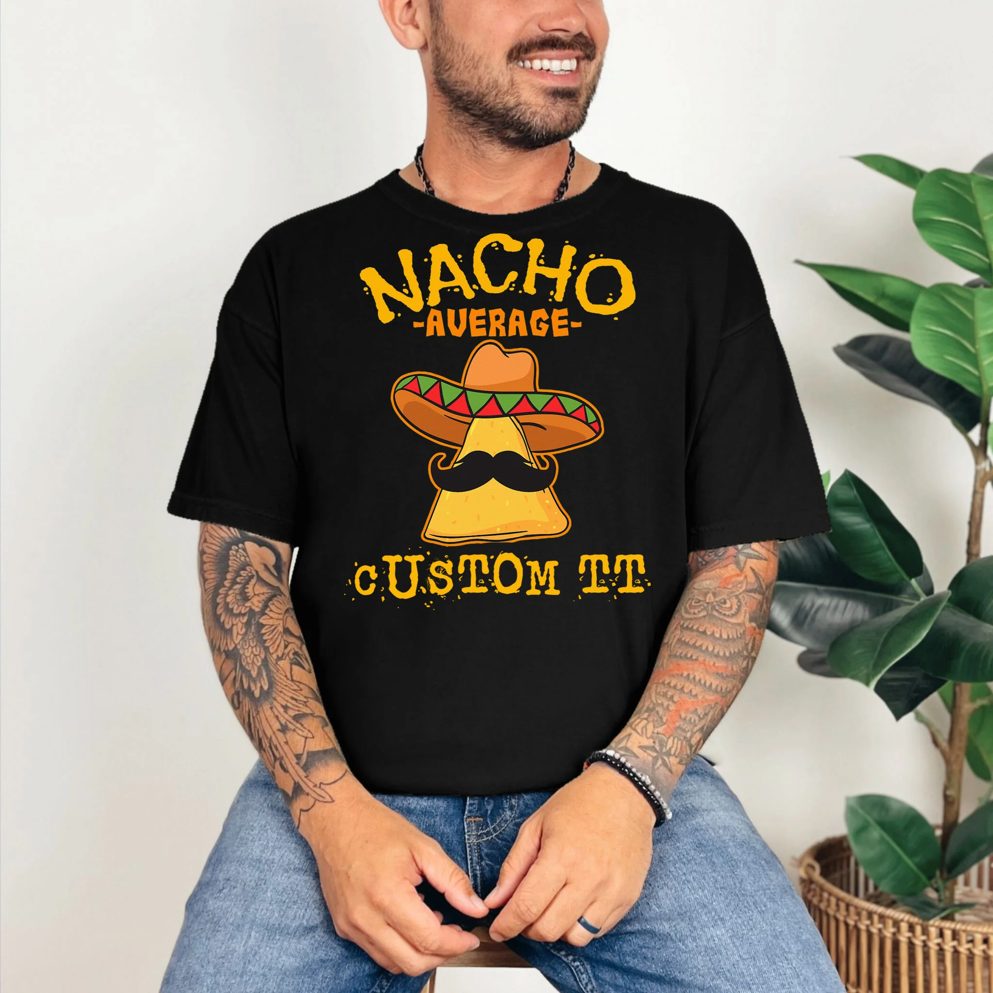 Funny Personalized Meme Nacho Average Custom Text Name T-Shirt - Front 2