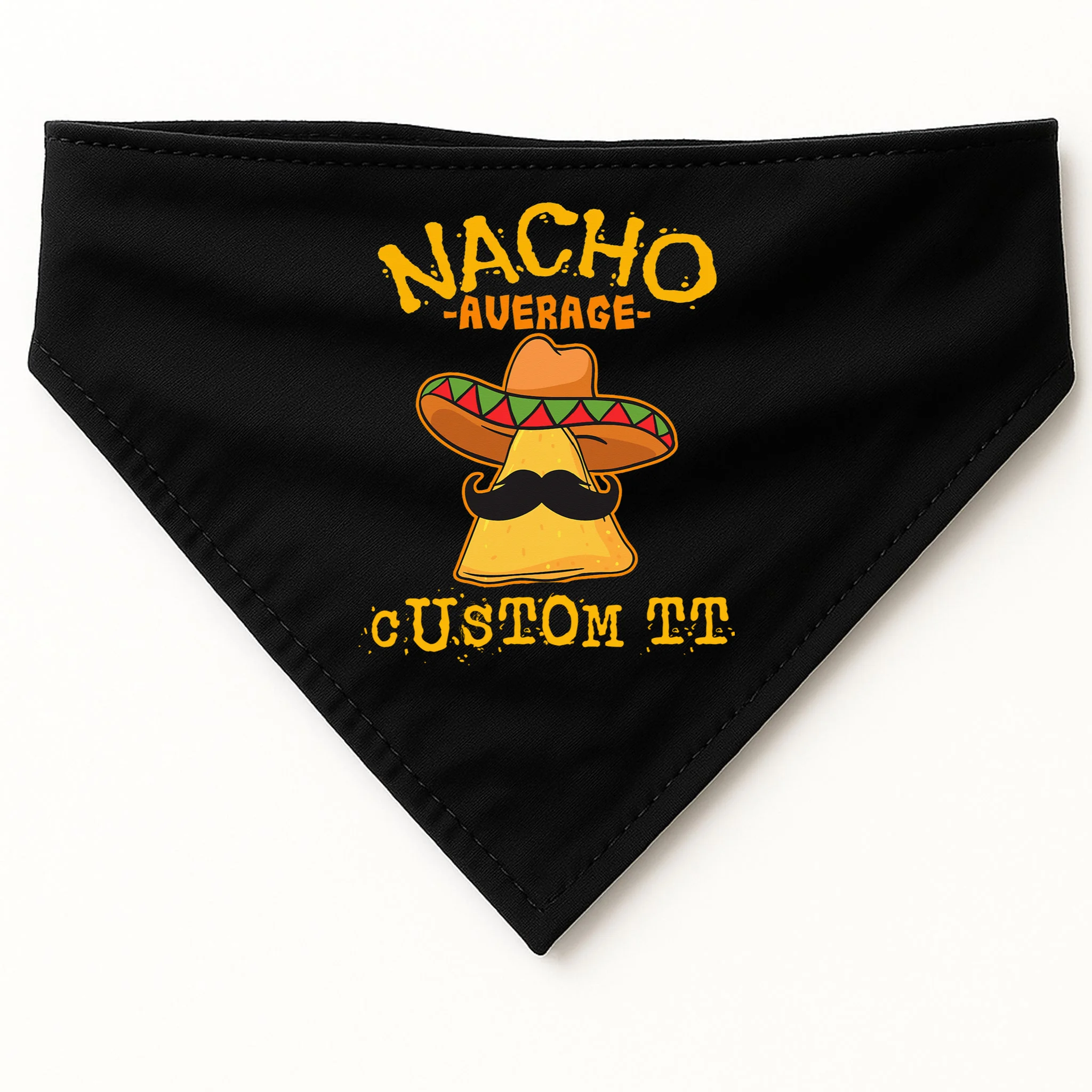Funny Personalized Meme Nacho Average Custom Text Name Dog Bandana - Front