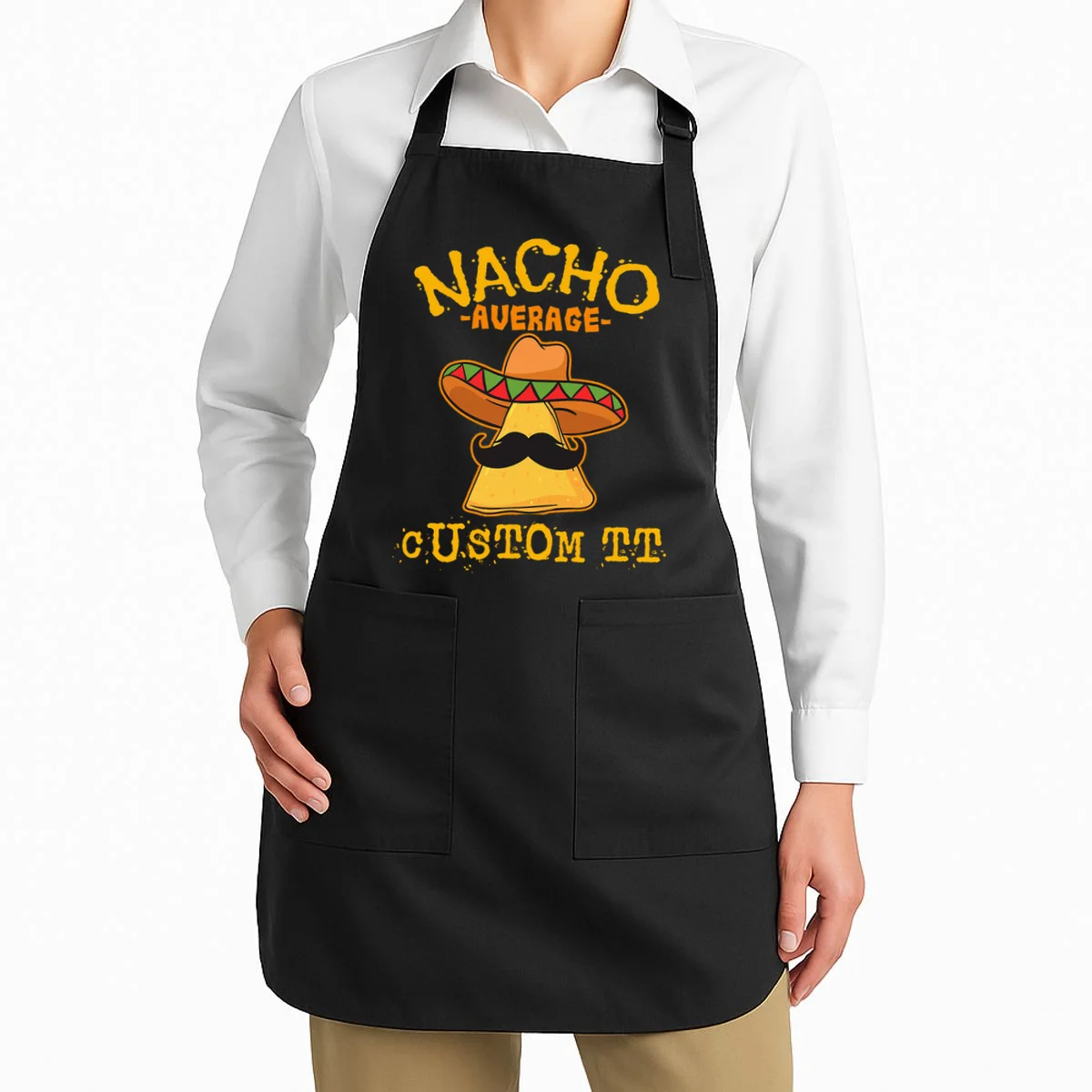 Funny Personalized Meme Nacho Average Custom Text Name Apron - Front 1