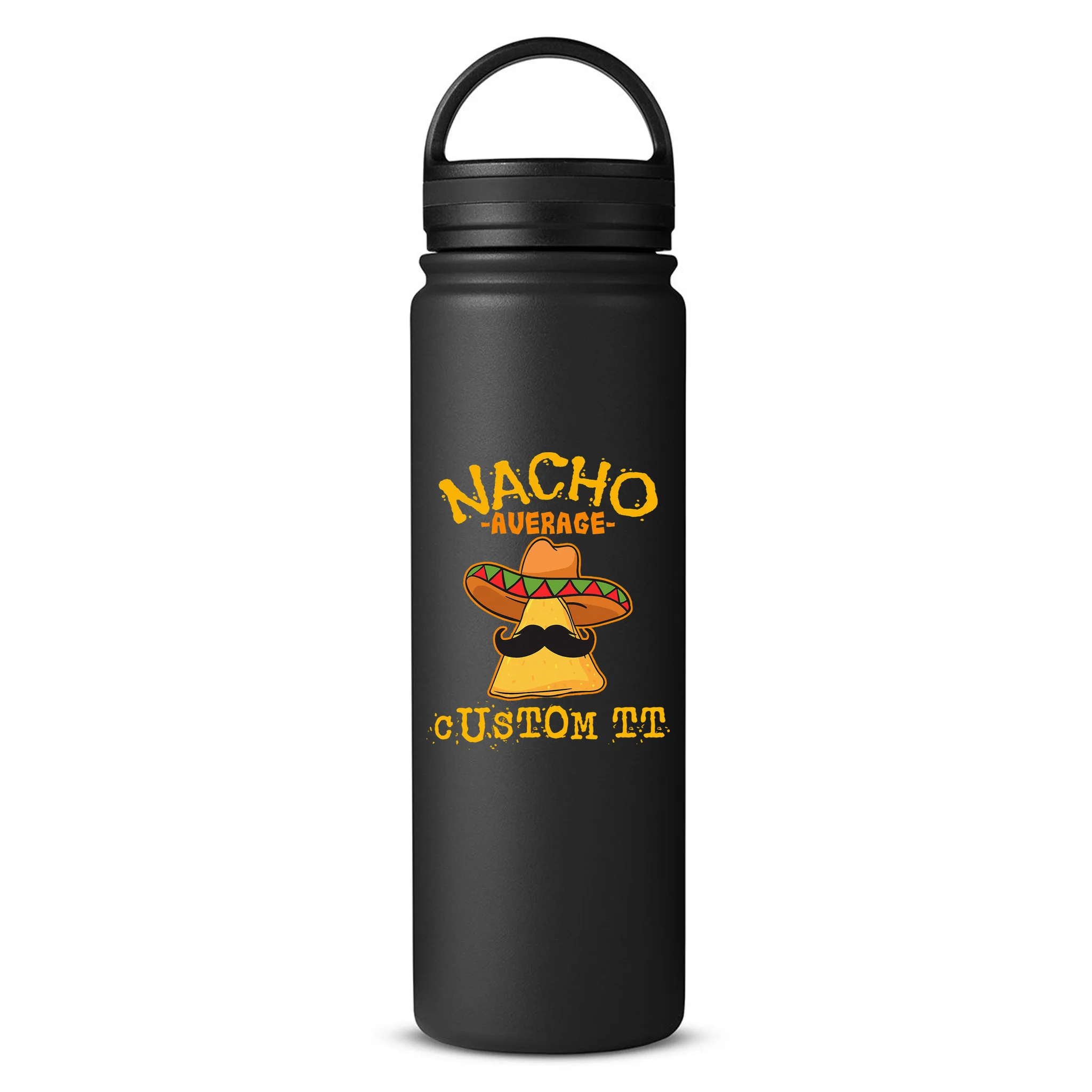Funny Personalized Meme Nacho Average Custom Text Name 24oz Water Bottle - Front