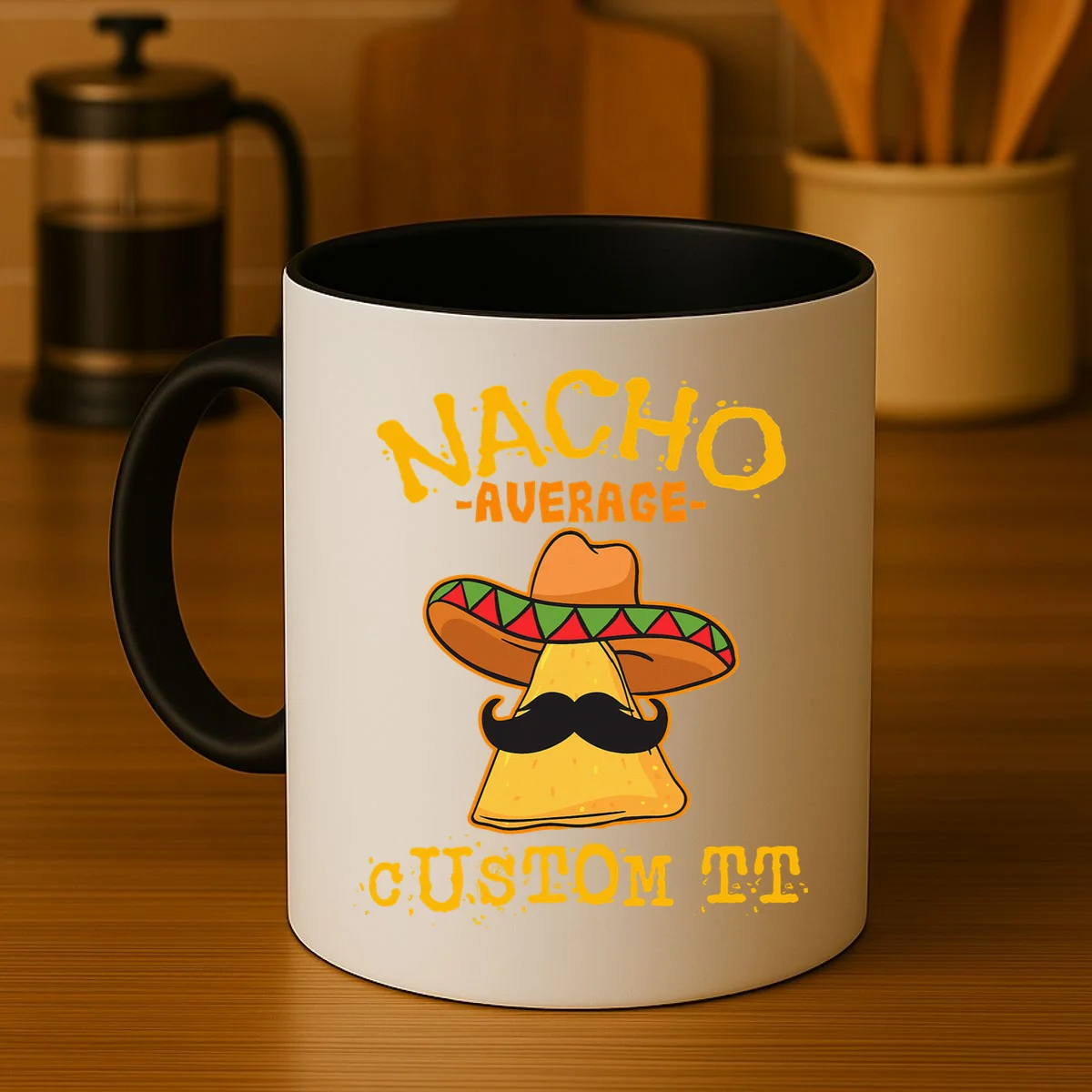 Funny Personalized Meme Nacho Average Custom Text Name Coffee Mug - Front 3