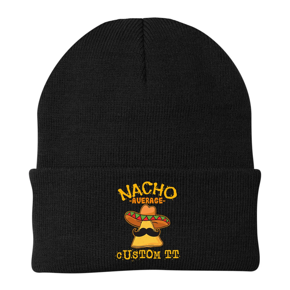 Funny Personalized Meme Nacho Average Custom Text Name Beanie - Front