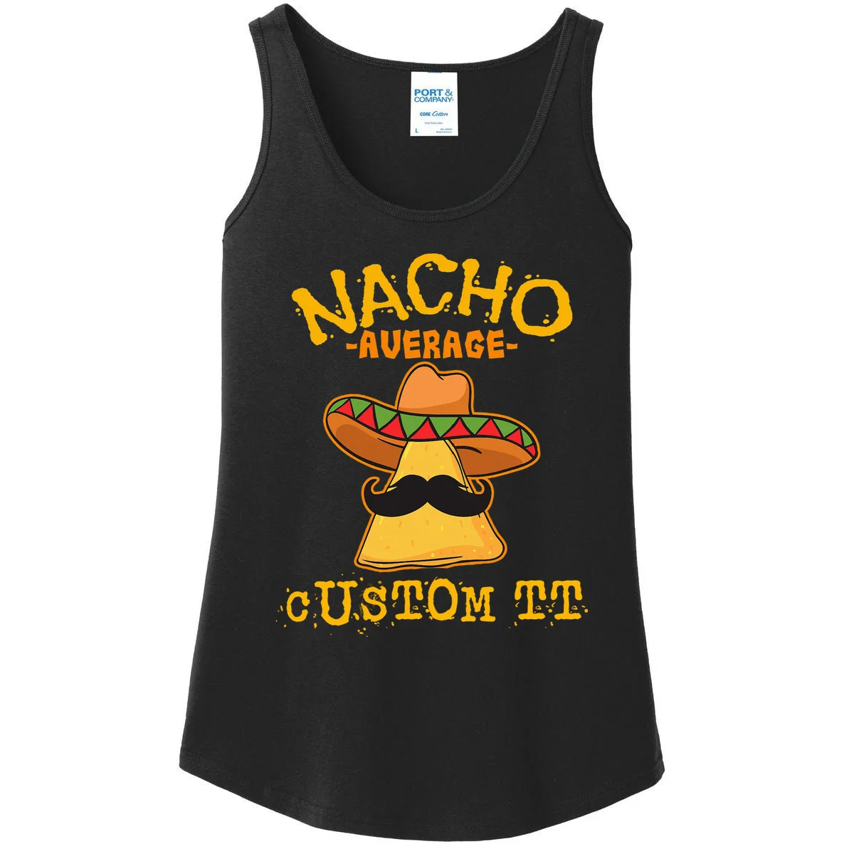 Funny Personalized Meme Nacho Average Custom Text Name Women's Tank Top - Front