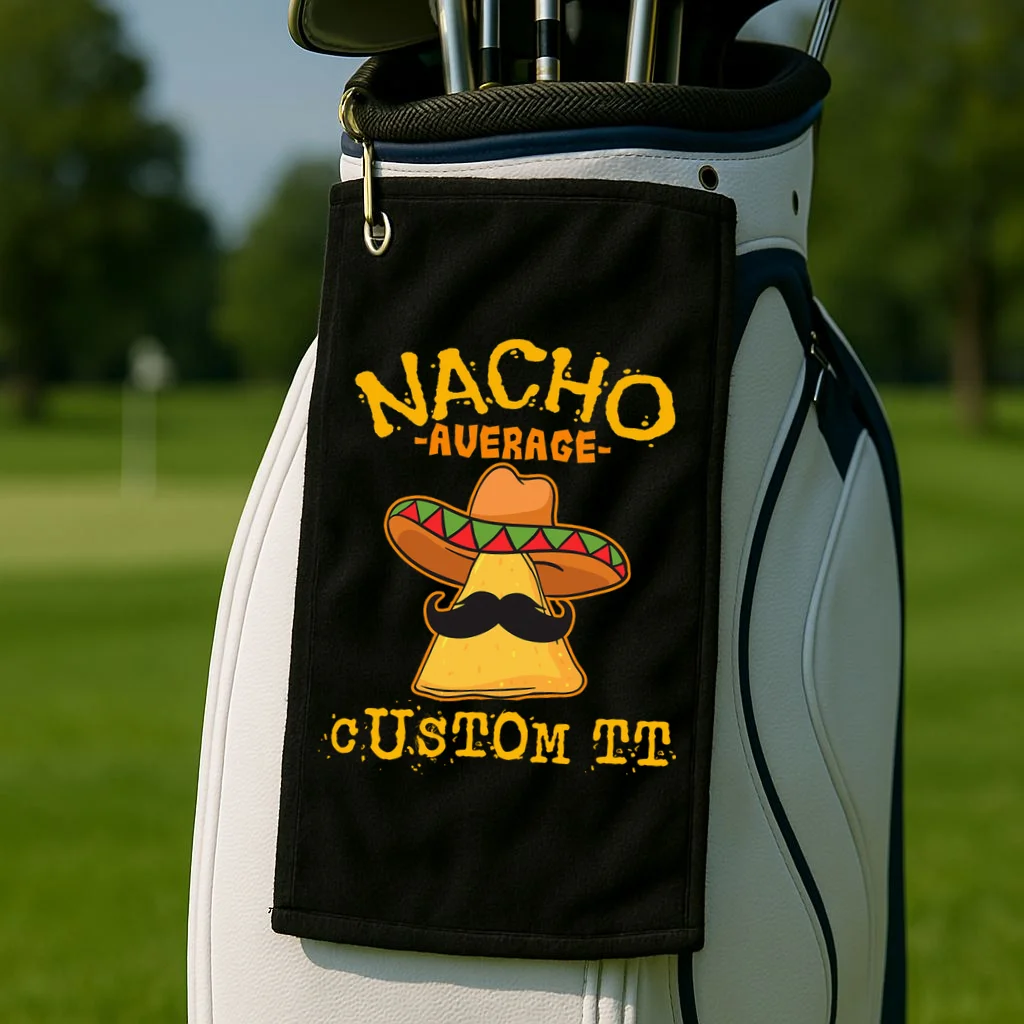 Funny Personalized Meme Nacho Average Custom Text Name Golf Towel - Front 2