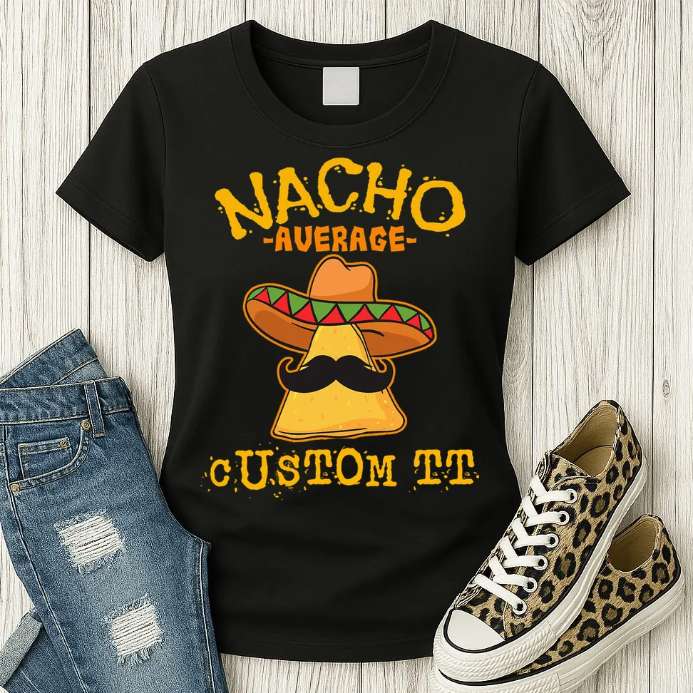Funny Personalized Meme Nacho Average Custom Text Name Women's T-Shirt - Front 2