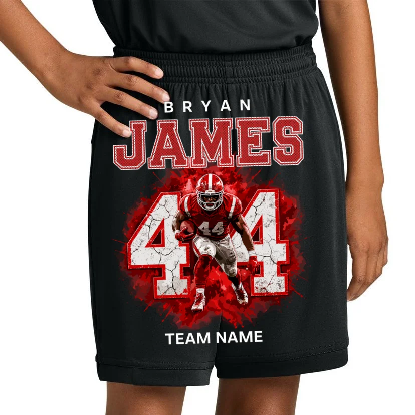 Football Player Name Personalized Custom Team Gift  - Custom Football Jersey Player Design Kids Shorts - Front 1