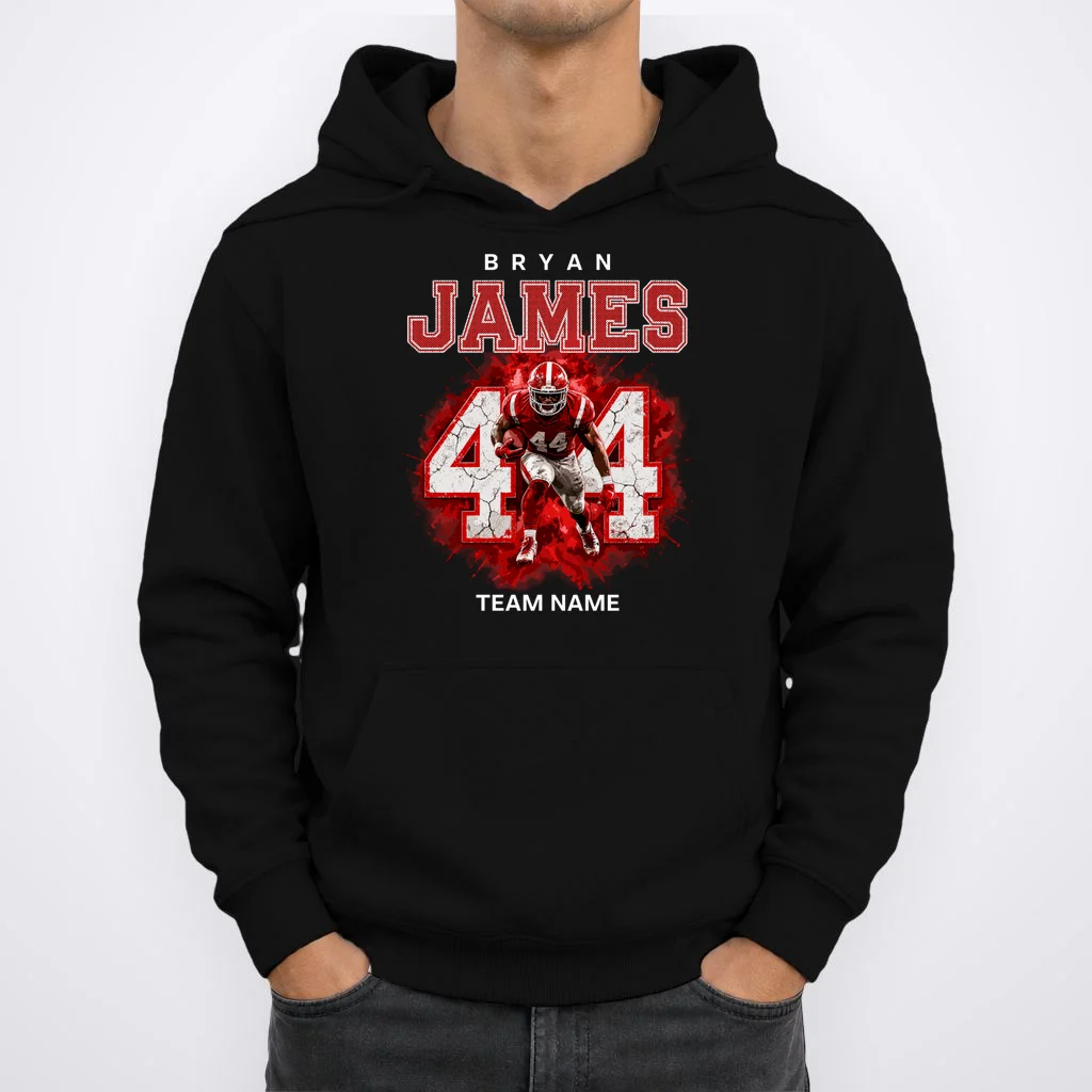 Football Player Name Personalized Custom Team Gift  - Custom Football Jersey Player Design Men's Hoodie - Front 1