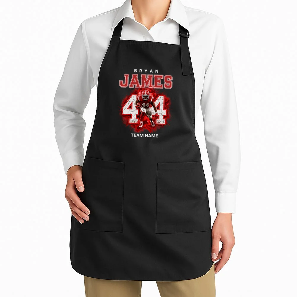 Football Player Name Personalized Custom Team Gift  - Custom Football Jersey Player Design Apron - Front 1
