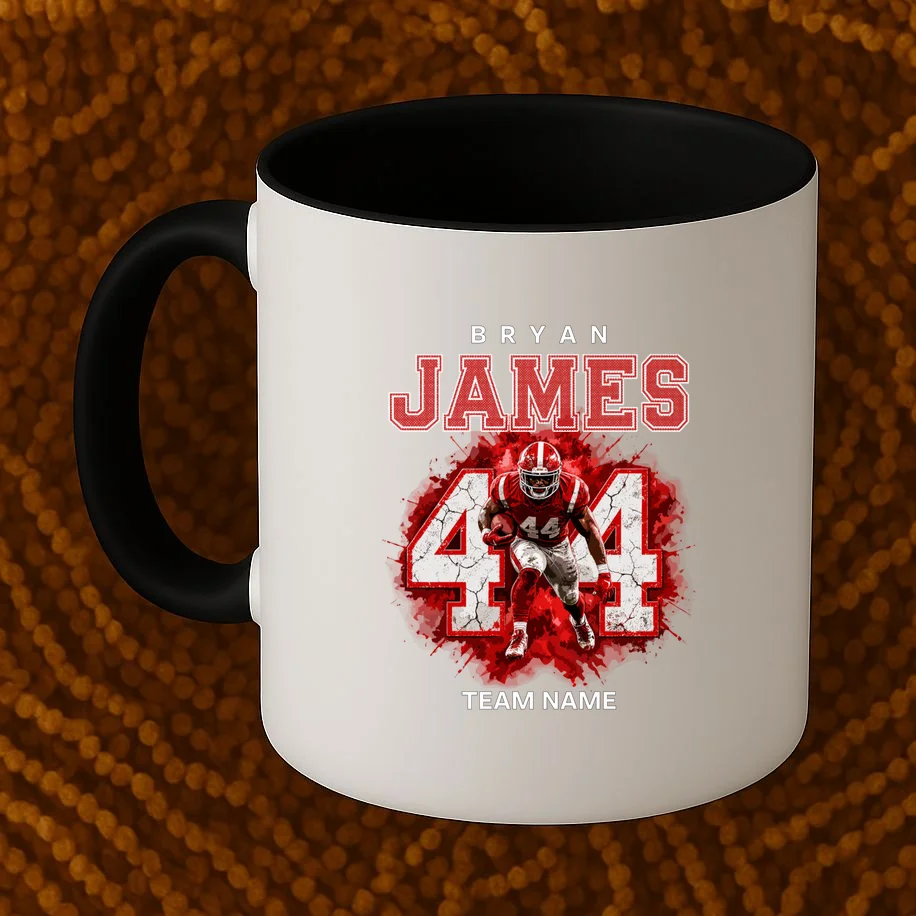 Football Player Name Personalized Custom Team Gift  - Custom Football Jersey Player Design Mug - Front 1