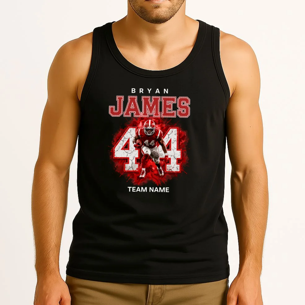 Football Player Name Personalized Custom Team Gift  - Custom Football Jersey Player Design Men's Tank Top - Front 2