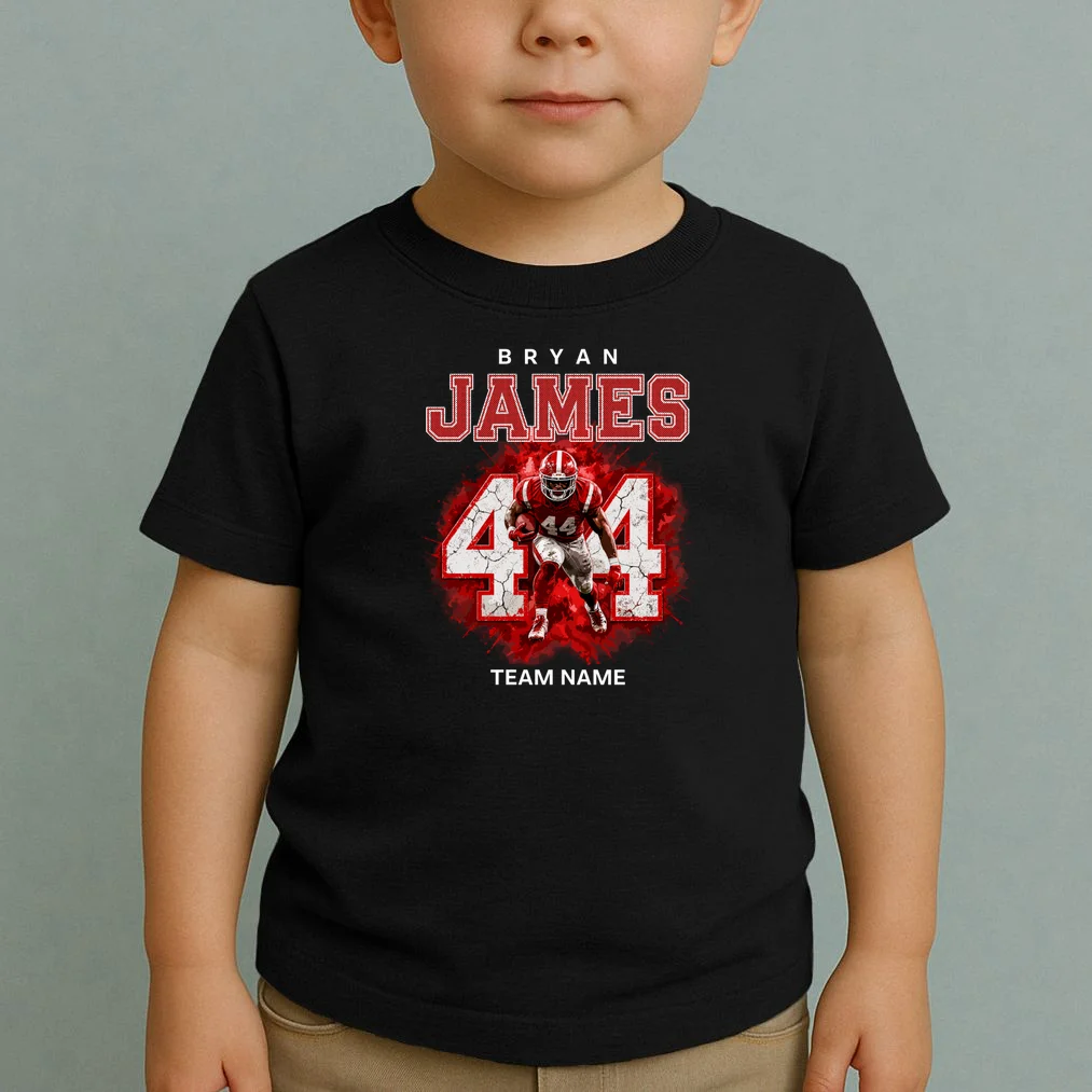 Football Player Name Personalized Custom Team Gift  - Custom Football Jersey Player Design Toddler T-Shirt - Front 1