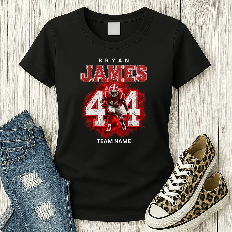 Football Player Name Personalized Custom Team Gift  - Custom Football Jersey Player Design Women's T-Shirt - Front 2