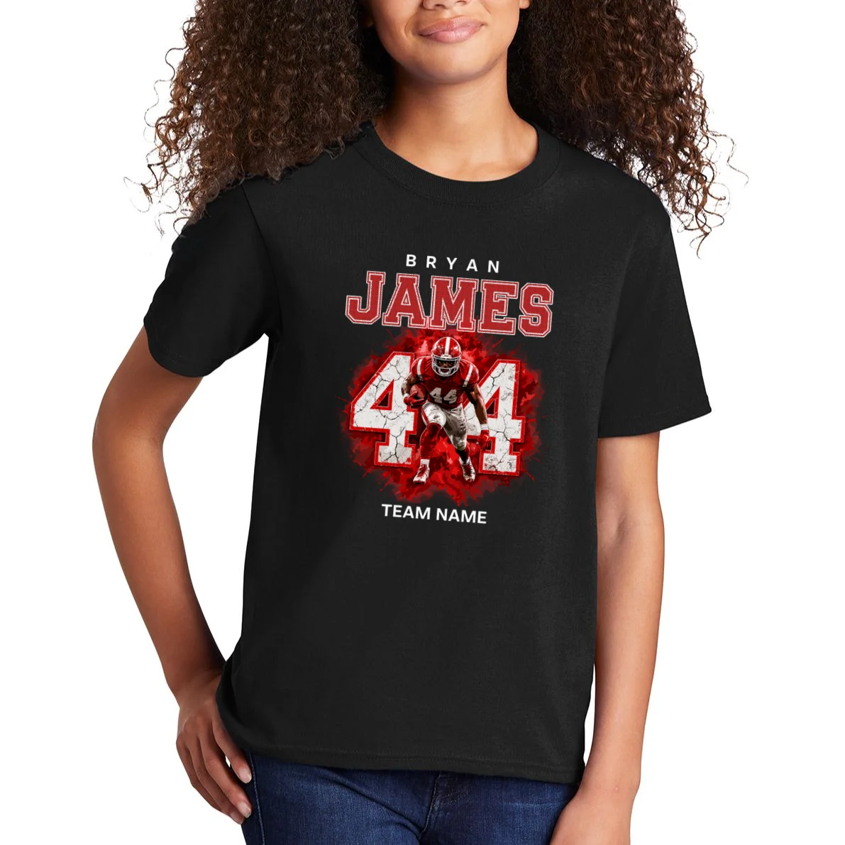 Football Player Name Personalized Custom Team Gift  - Custom Football Jersey Player Design Kids T-Shirt - Front 1