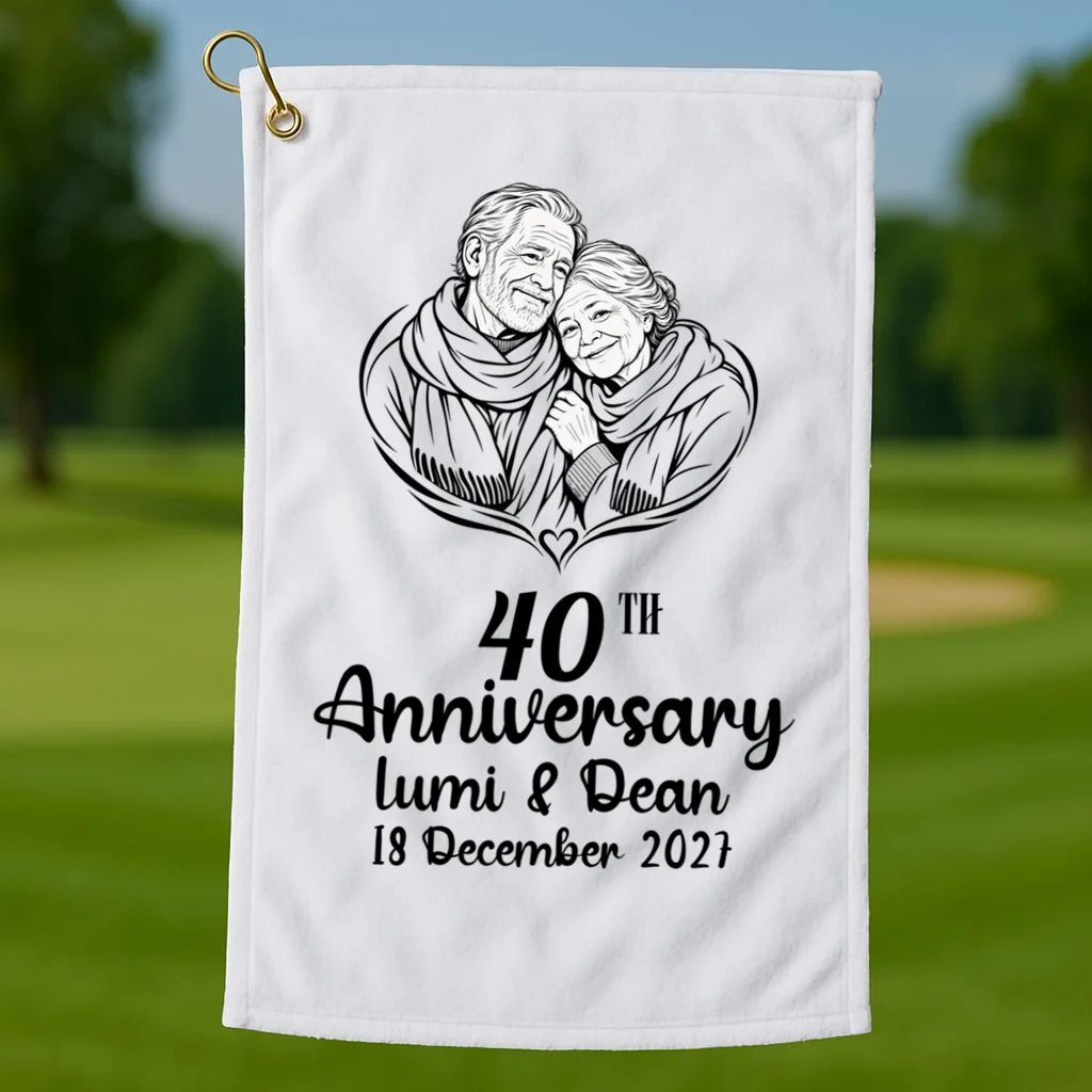 Forever Together Anniversary Keepsake Golf Towel - Front 1