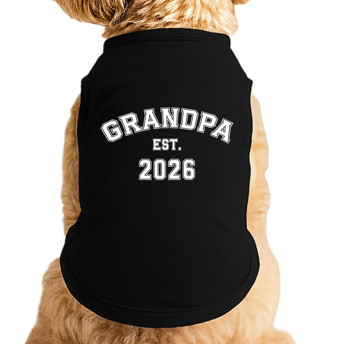 Grandpa Est 2026, Custom Text and year, Est, Dad, fathers day - Personalized Family Doggie Tank - Front