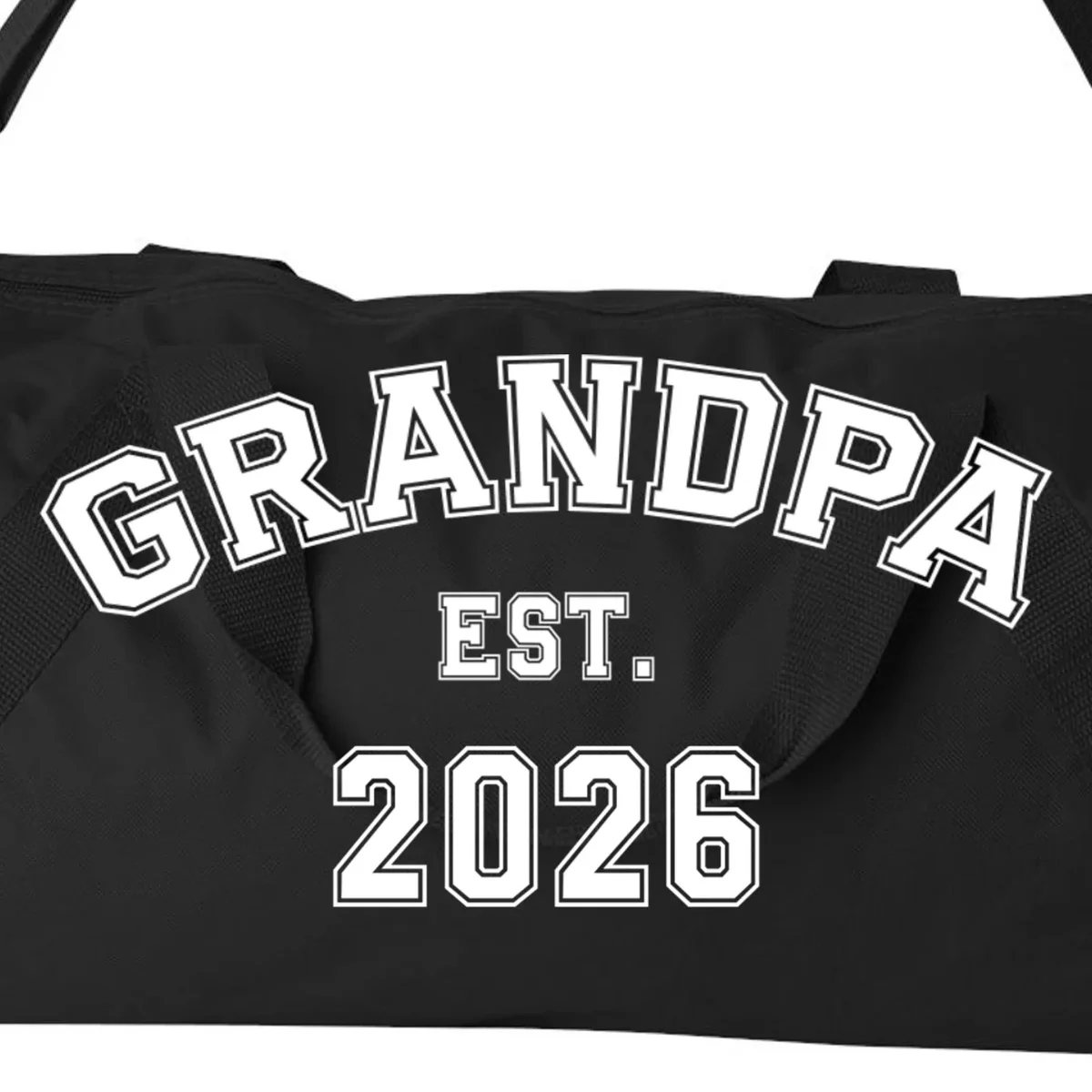 Grandpa Est 2026, Custom Text and year, Est, Dad, fathers day - Personalized Family Duffel Bag - Front - Close-up