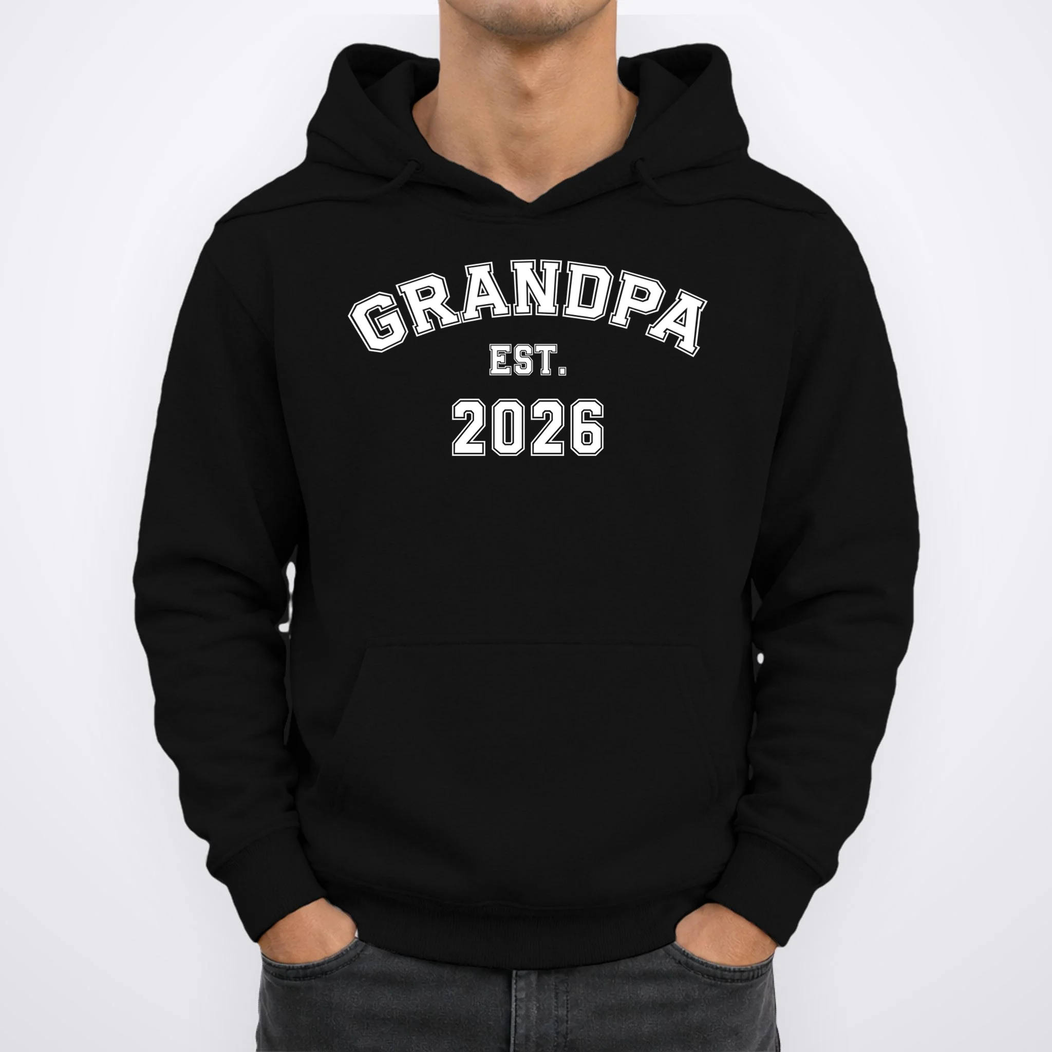 Grandpa Est 2026, Custom Text and year, Est, Dad, fathers day - Personalized Family Men's Hoodie - Front 1