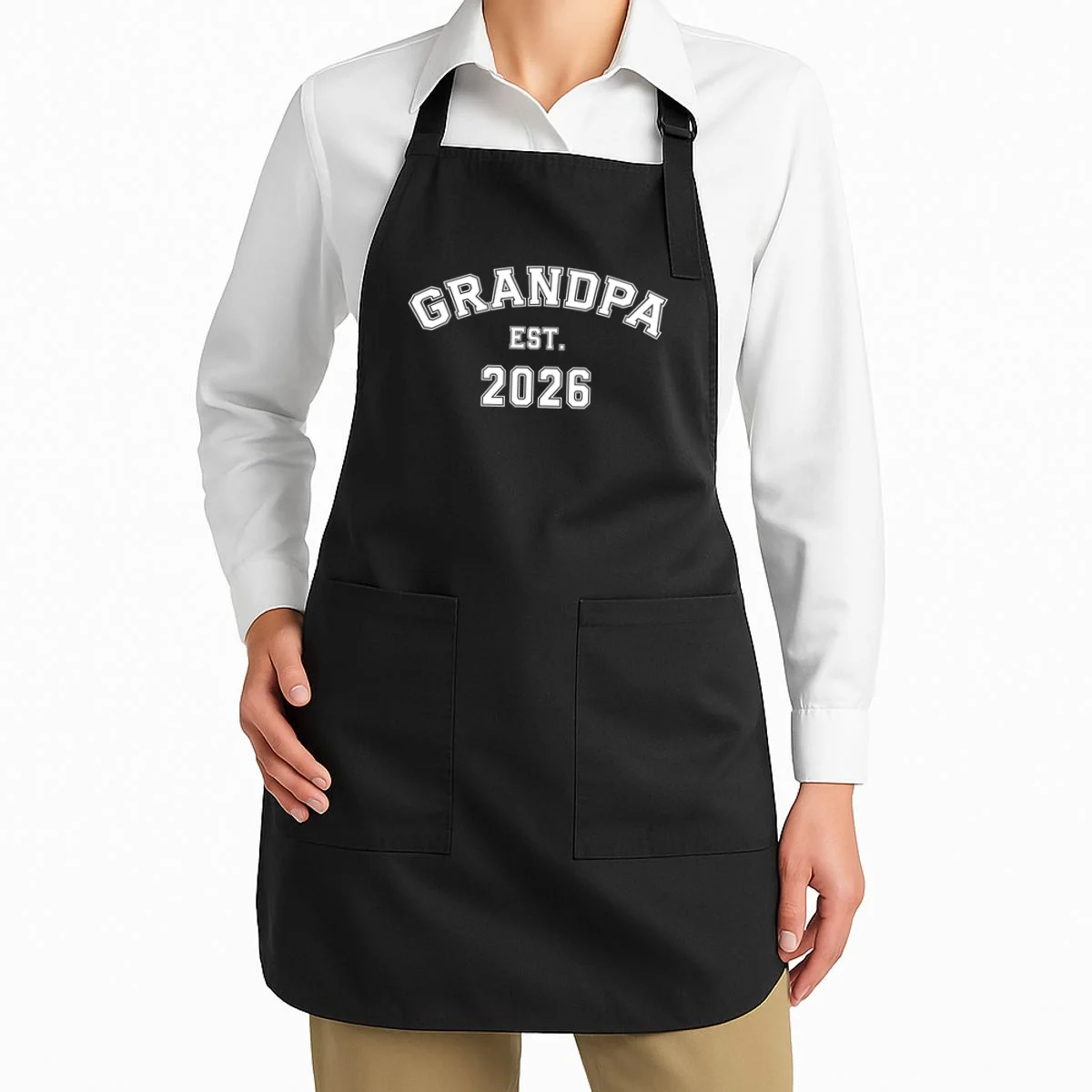 Grandpa Est 2026, Custom Text and year, Est, Dad, fathers day - Personalized Family Apron - Front 1