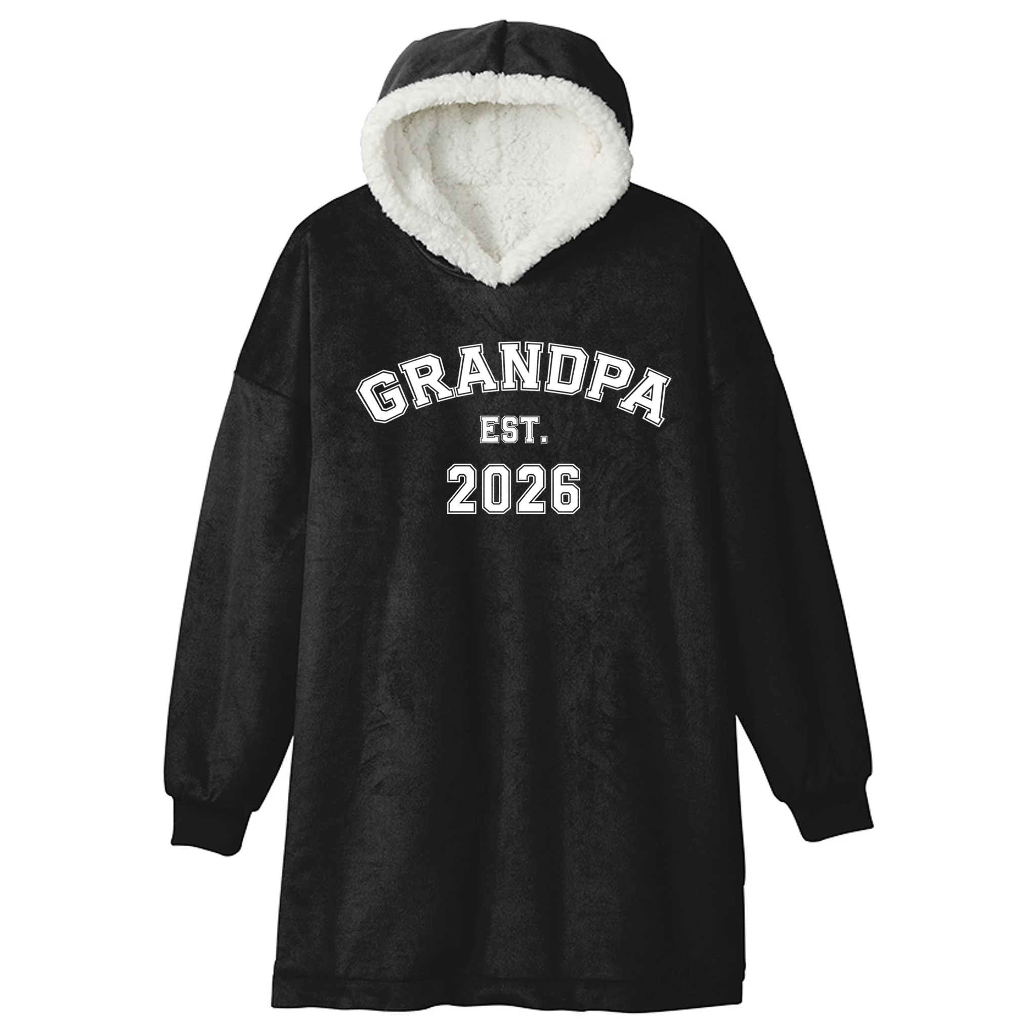 Grandpa Est 2026, Custom Text and year, Est, Dad, fathers day - Personalized Family Hooded Blanket - Front