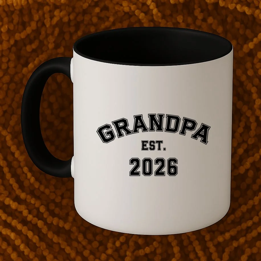 Grandpa Est 2026, Custom Text and year, Est, Dad, fathers day - Personalized Family Coffee Mug - Front 1
