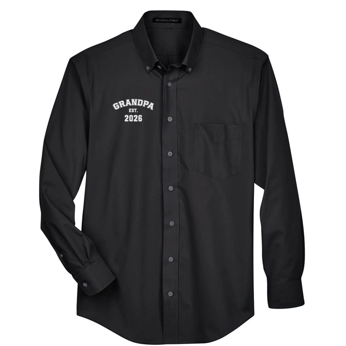 Grandpa Est 2026, Custom Text and year, Est, Dad, fathers day - Personalized Family Men's Button Up - Front