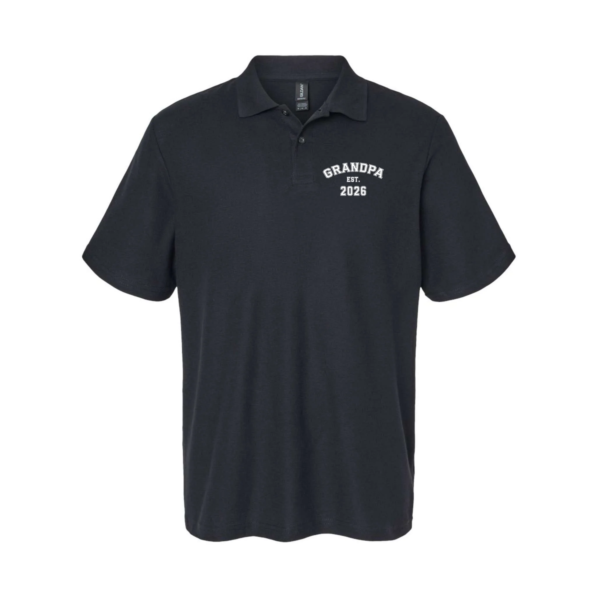 Grandpa Est 2026, Custom Text and year, Est, Dad, fathers day - Personalized Family Men's Polo - Front