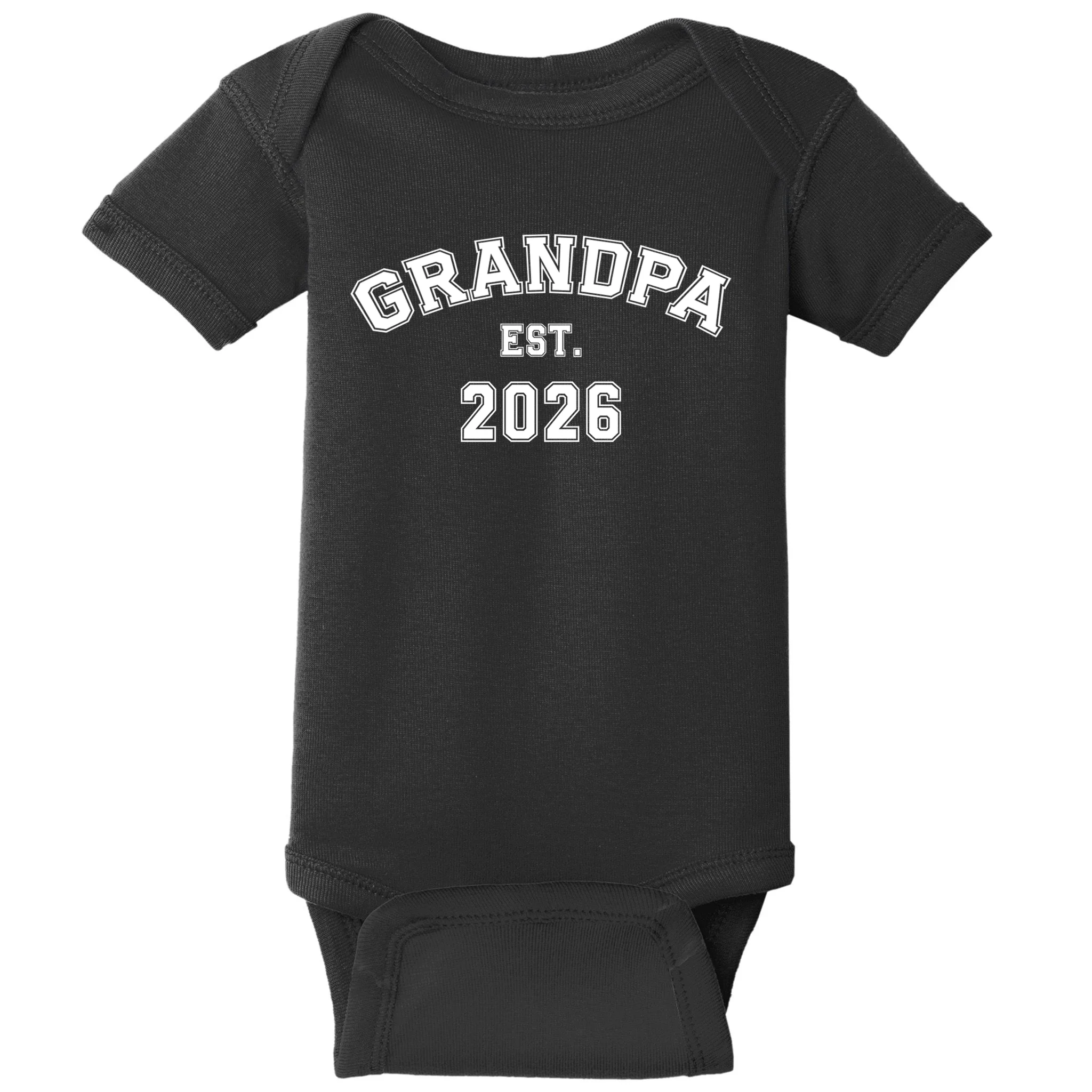Grandpa Est 2026, Custom Text and year, Est, Dad, fathers day - Personalized Family Baby Bodysuit - Front