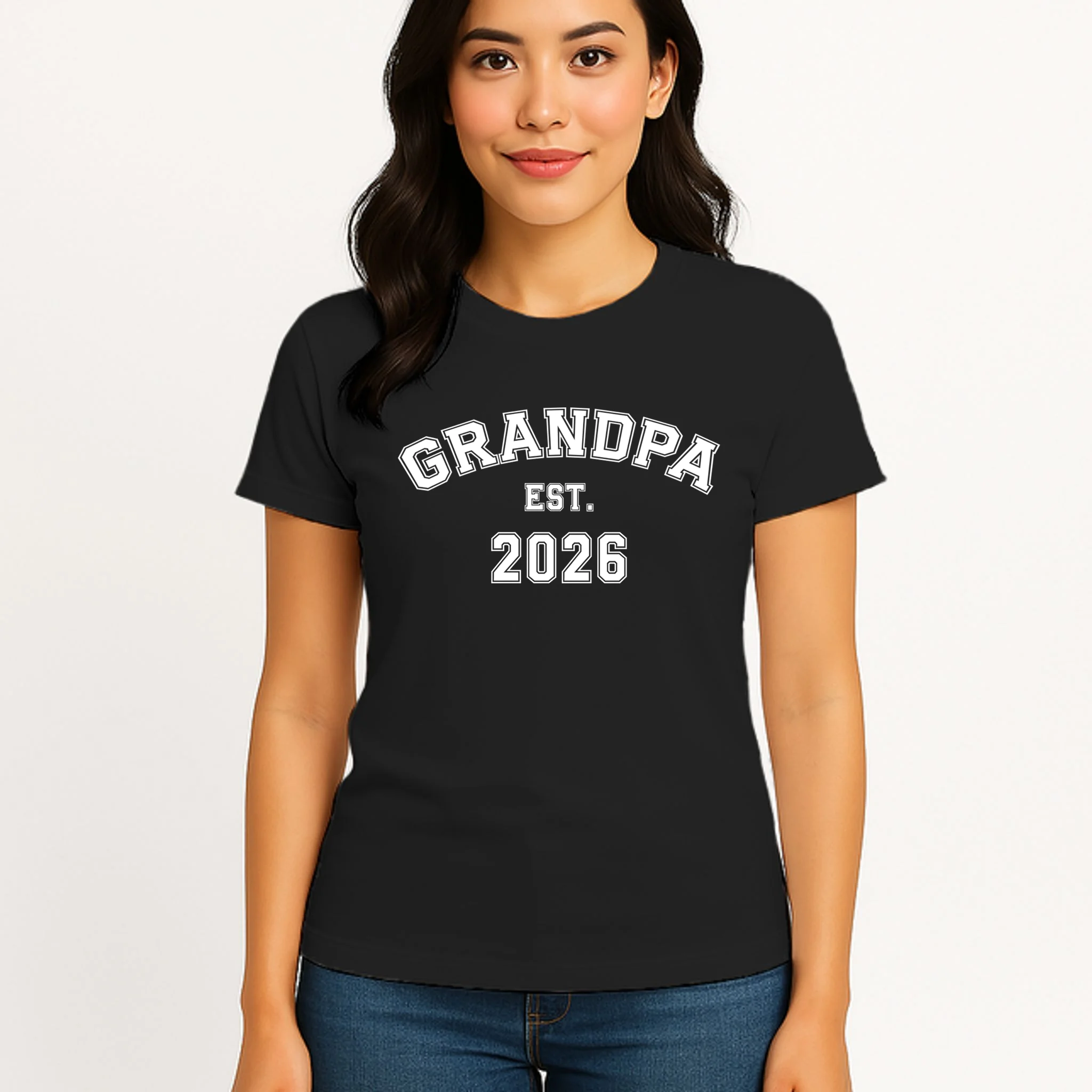 Grandpa Est 2026, Custom Text and year, Est, Dad, fathers day - Personalized Family Women's T-Shirt - Front 3
