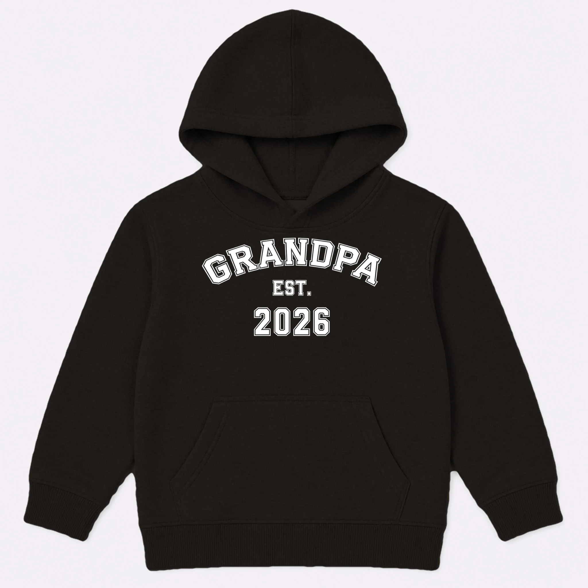 Grandpa Est 2026, Custom Text and year, Est, Dad, fathers day - Personalized Family Kids Hoodie - Front
