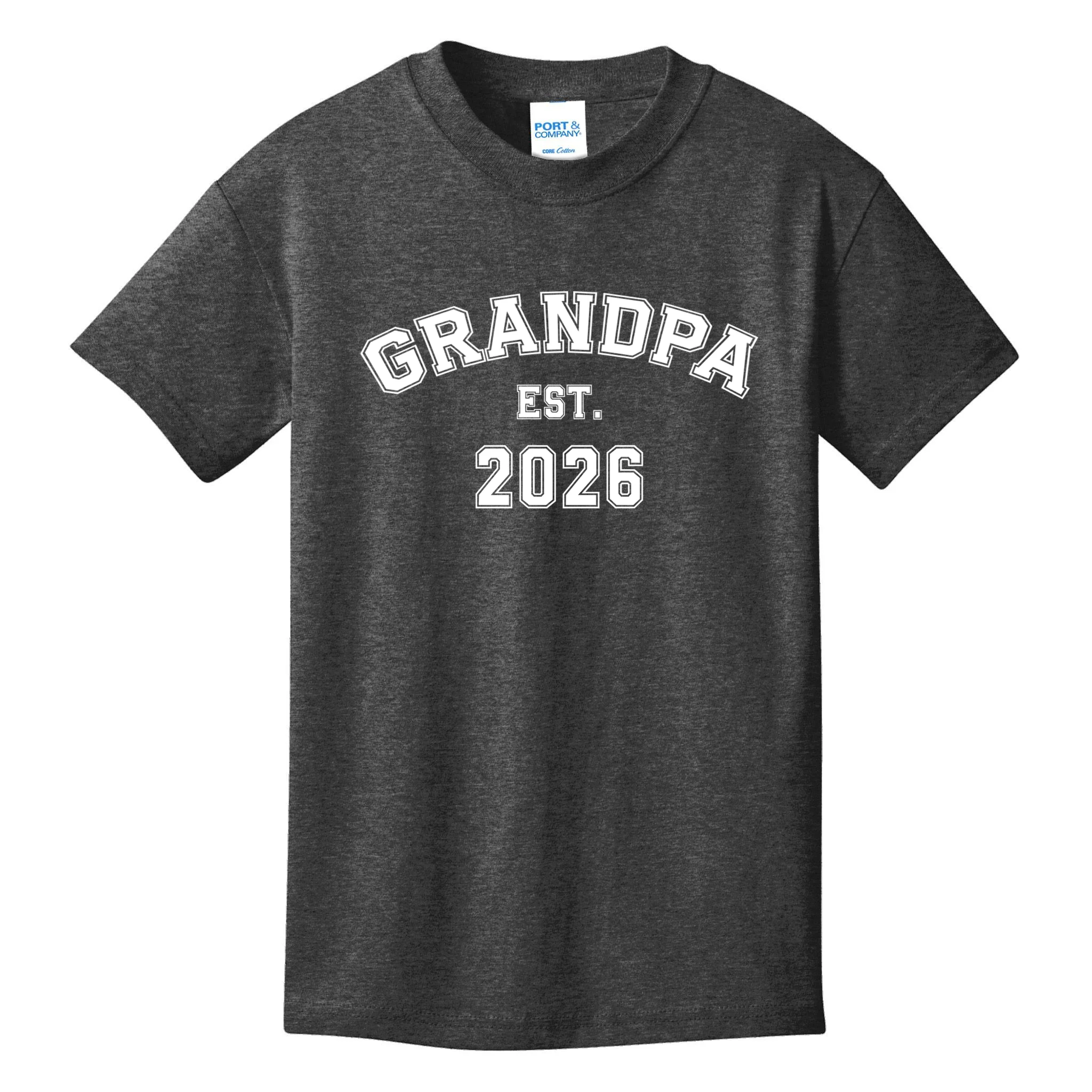 Grandpa Est 2026, Custom Text and year, Est, Dad, fathers day - Personalized Family Kids T-Shirt - Front