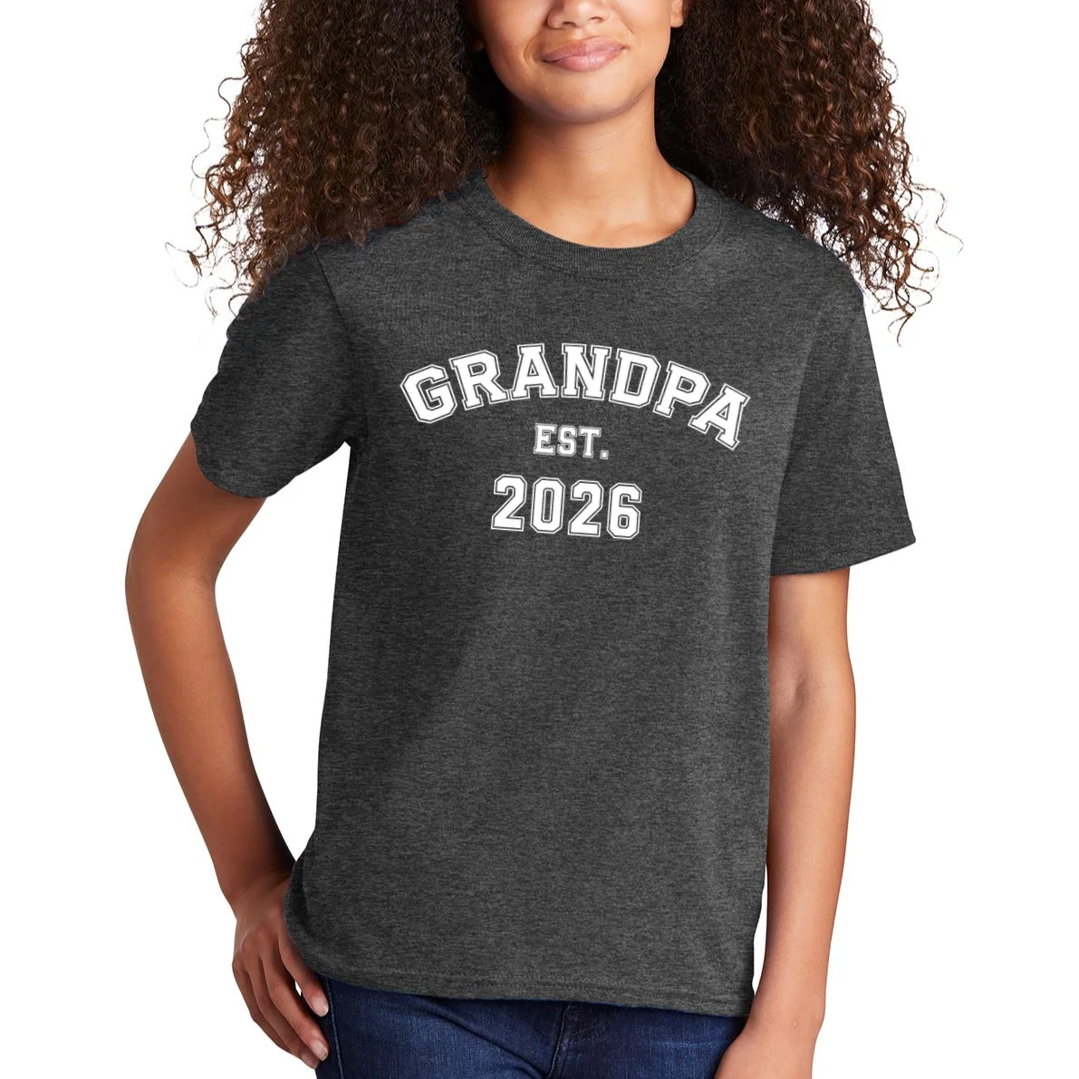 Grandpa Est 2026, Custom Text and year, Est, Dad, fathers day - Personalized Family Kids T-Shirt - Front 1