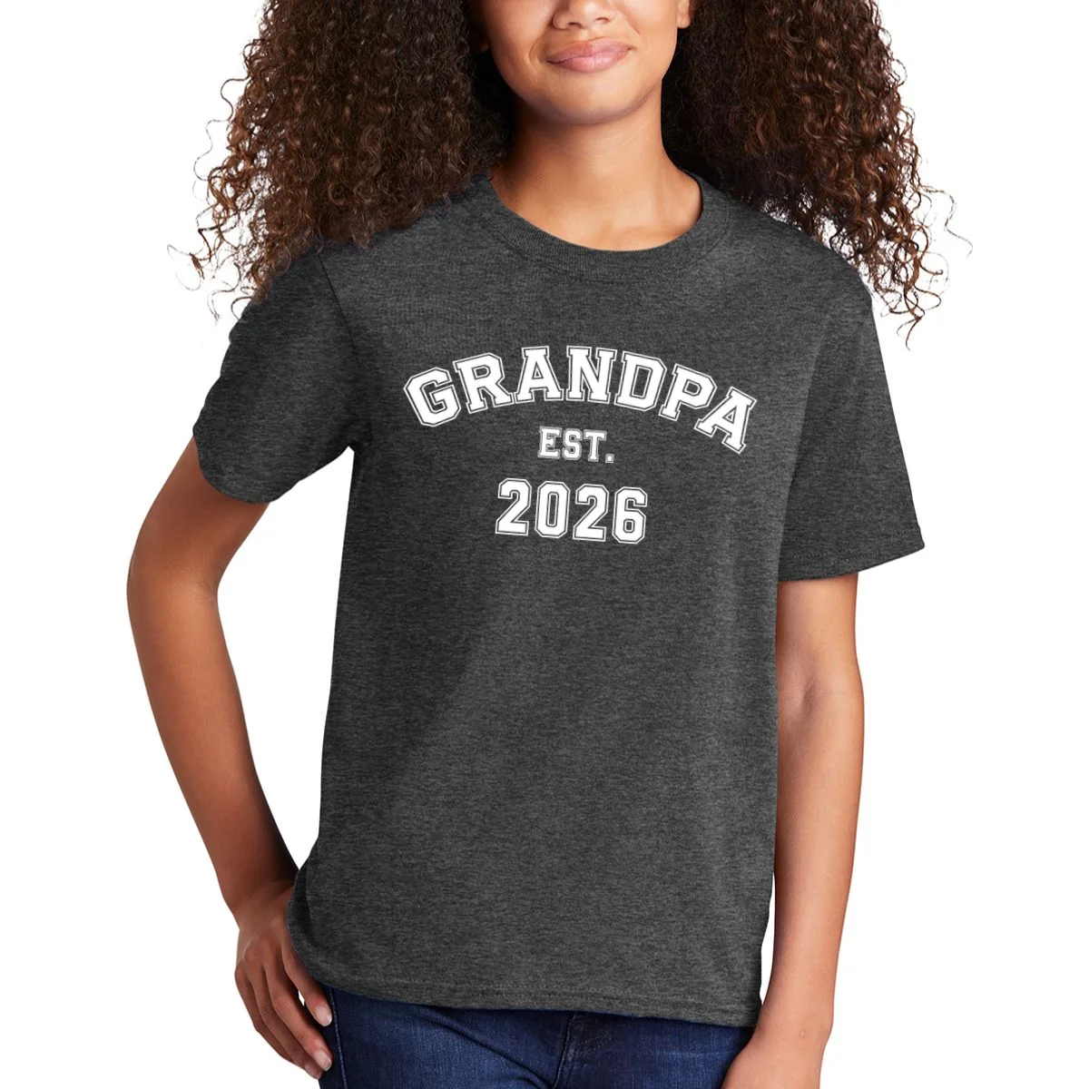 Grandpa Est 2026, Custom Text and year, Est, Dad, fathers day - Personalized Family Kids T-Shirt - Front 1