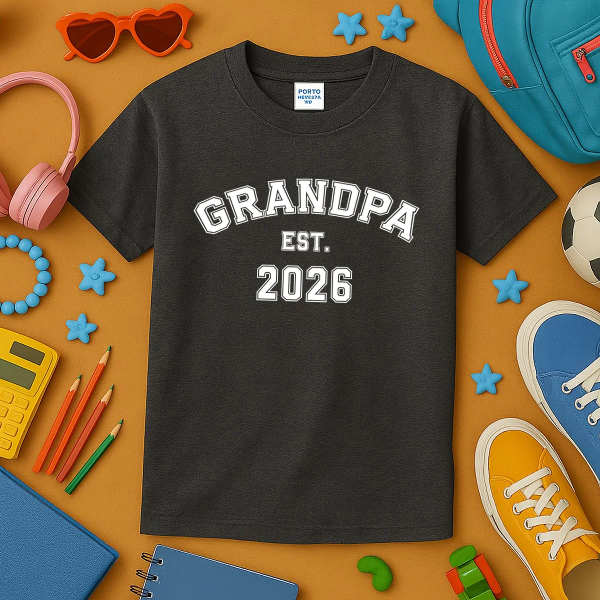 Grandpa Est 2026, Custom Text and year, Est, Dad, fathers day - Personalized Family Kids T-Shirt - Front 2