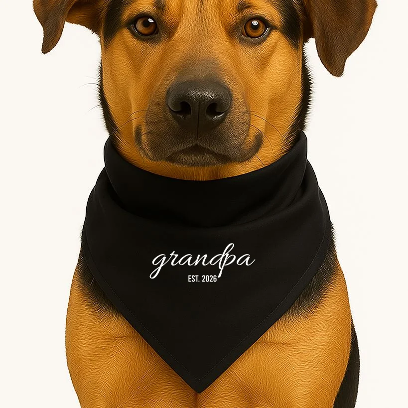 Grandpa Est. 2026 Personalized Gift Dog Bandana - Front 1