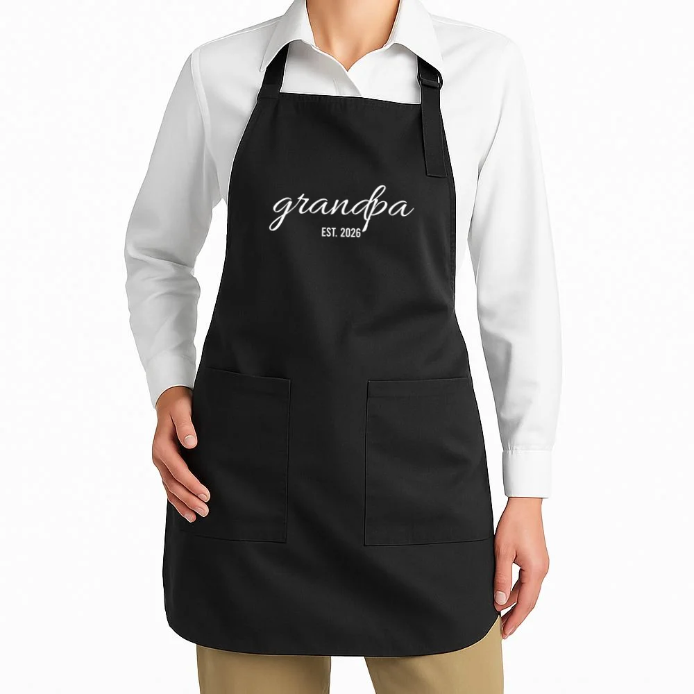 Grandpa Est. 2026 Personalized Gift Apron - Front 1