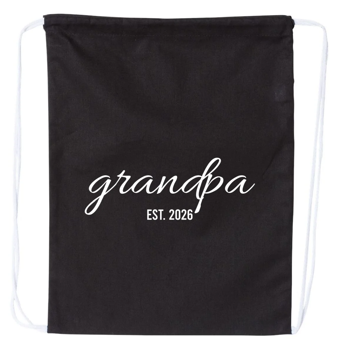 Grandpa Est. 2026 Personalized Gift Drawstring Bag - Front