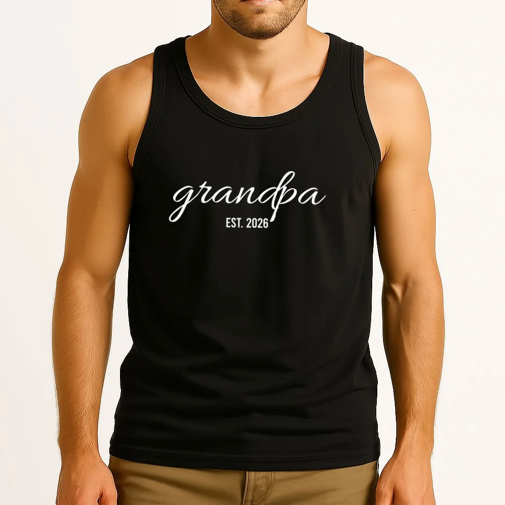 Grandpa Est. 2026 Personalized Gift Tank Top - Front 2