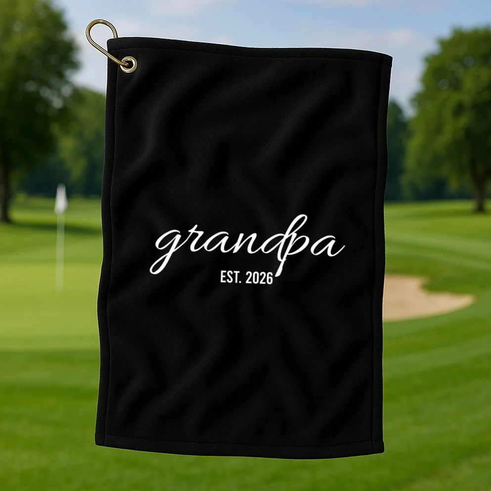 Grandpa Est. 2026 Personalized Gift Golf Towel - Front 1