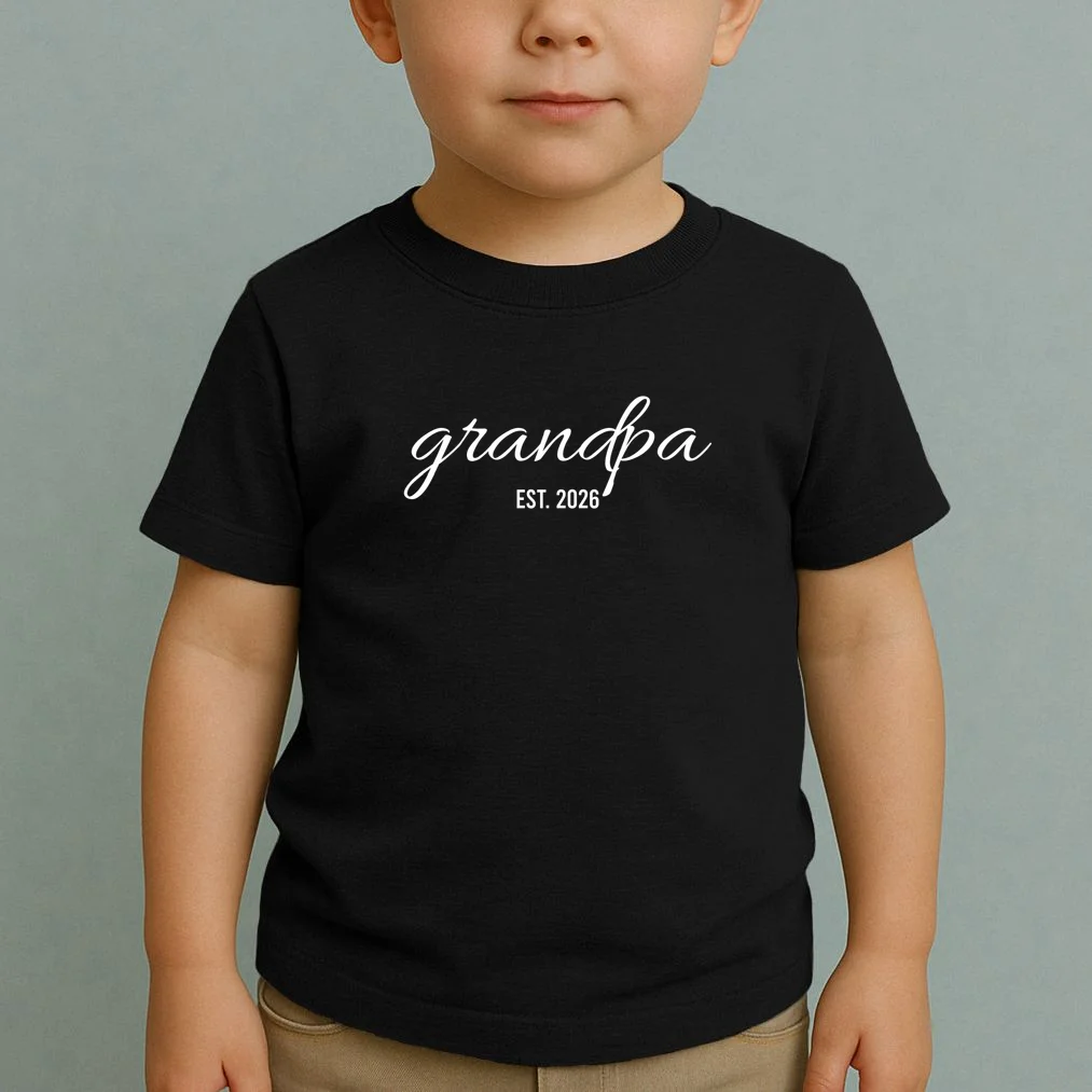 Grandpa Est. 2026 Personalized Gift Toddler T-Shirt - Front 1