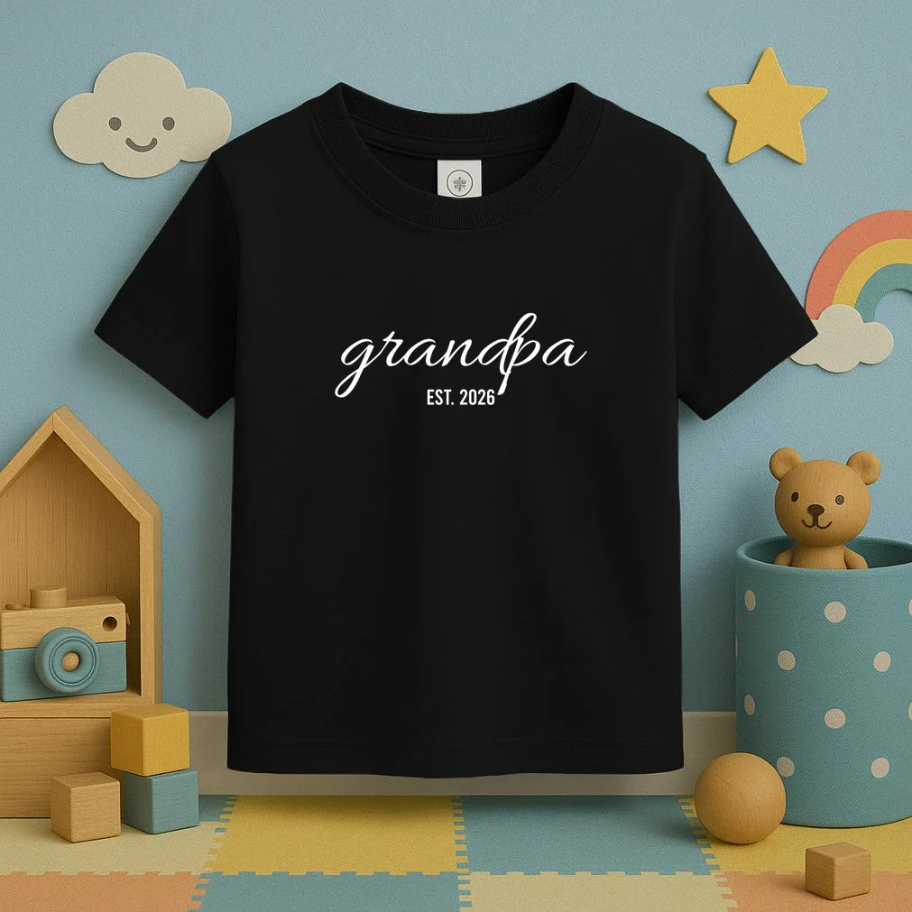 Grandpa Est. 2026 Personalized Gift Toddler T-Shirt - Front 2