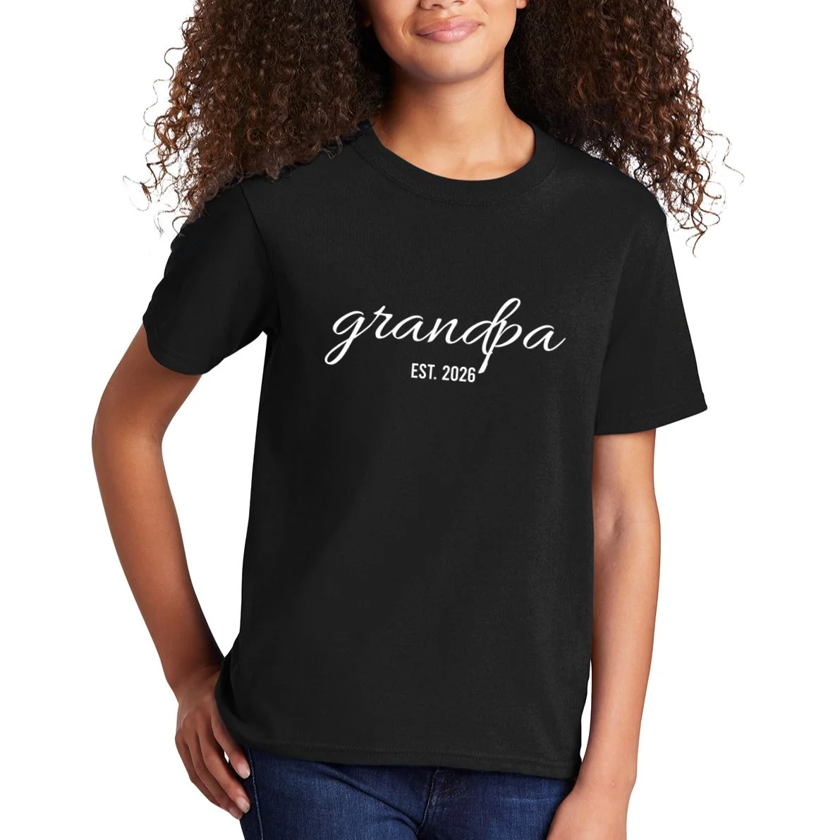 Grandpa Est. 2026 Personalized Gift Kids T-Shirt - Front 1