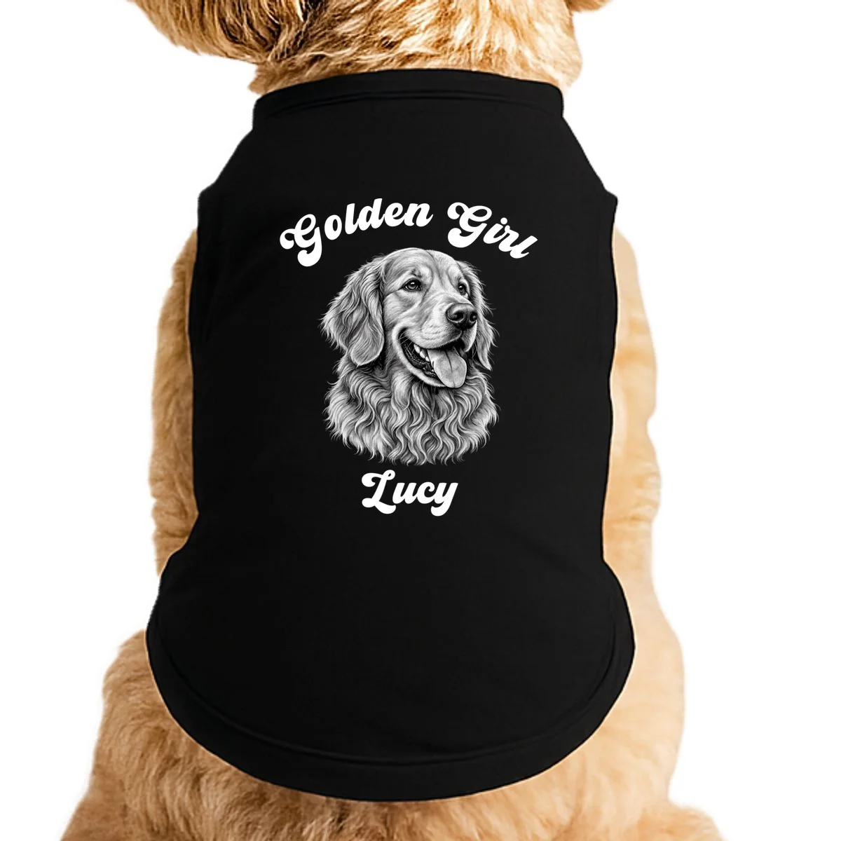 Golden Retriever Golden Boy Golden Girl Personalized Pet Name Doggie Tank - Front