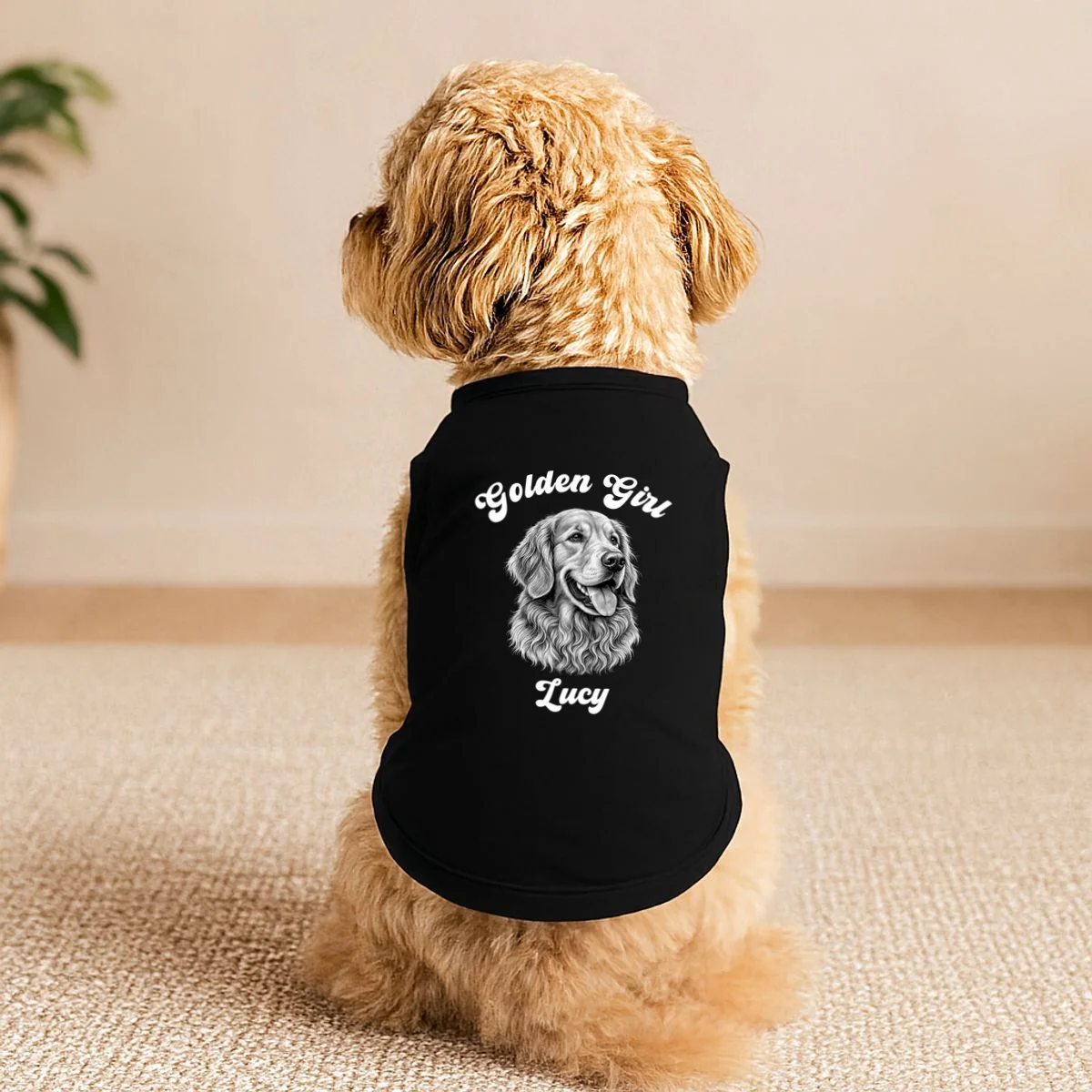Golden Retriever Golden Boy Golden Girl Personalized Pet Name Doggie Tank - Front 1
