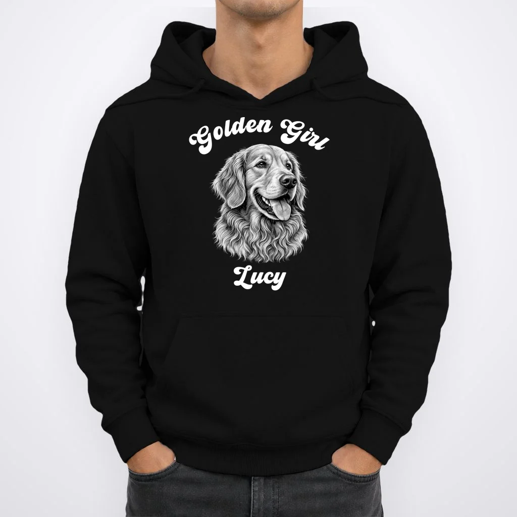 Golden Retriever Golden Boy Golden Girl Personalized Pet Name Hoodie - Front 1