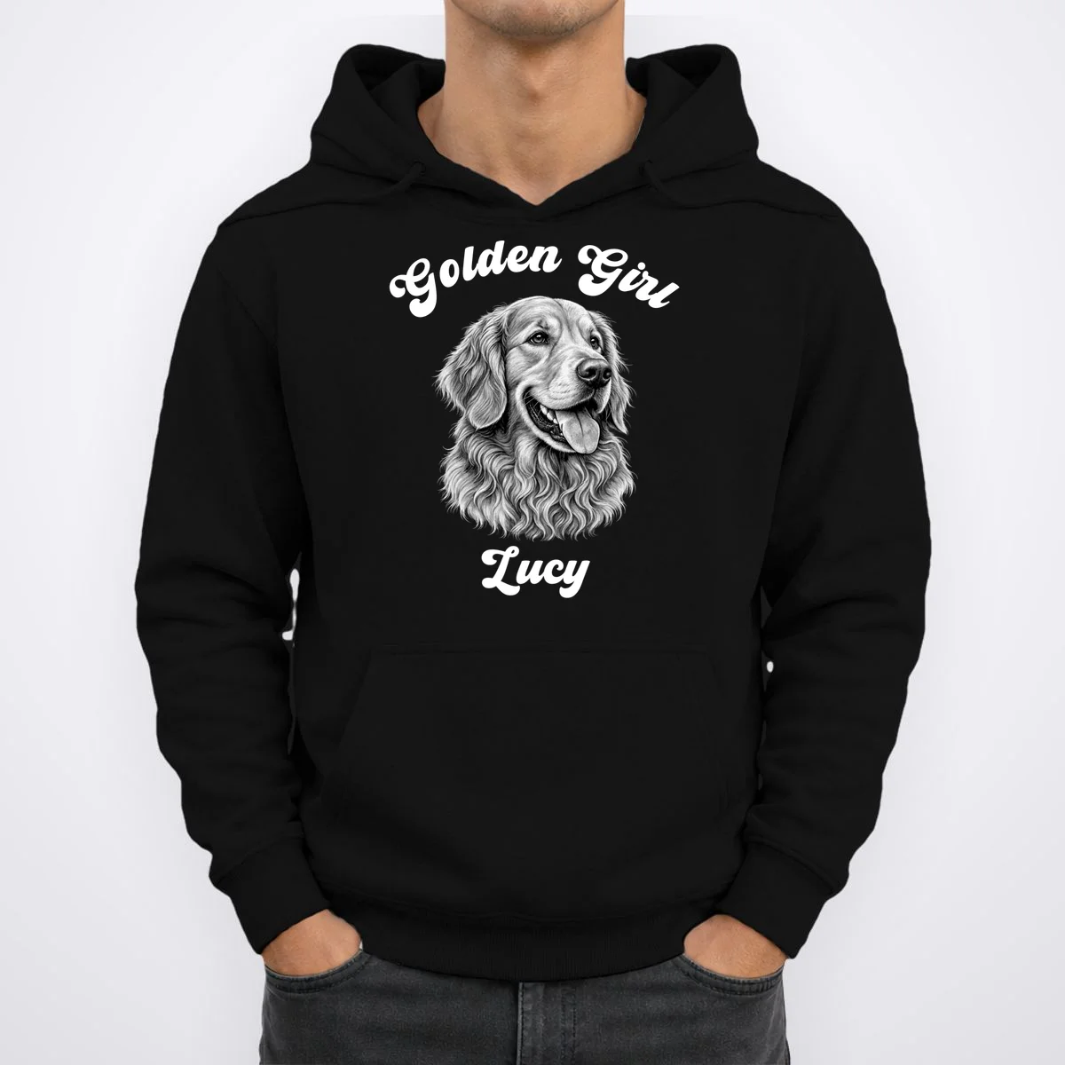 Golden Retriever Golden Boy Golden Girl Personalized Pet Name Hoodie - Front 1