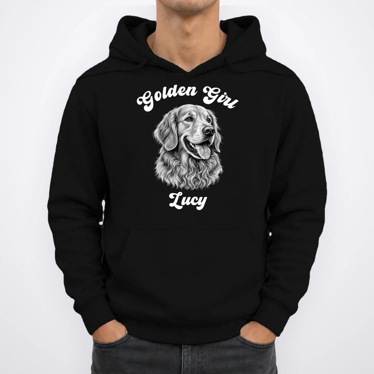 Golden Retriever Golden Boy Golden Girl Personalized Pet Name Men's Hoodie - Front 1