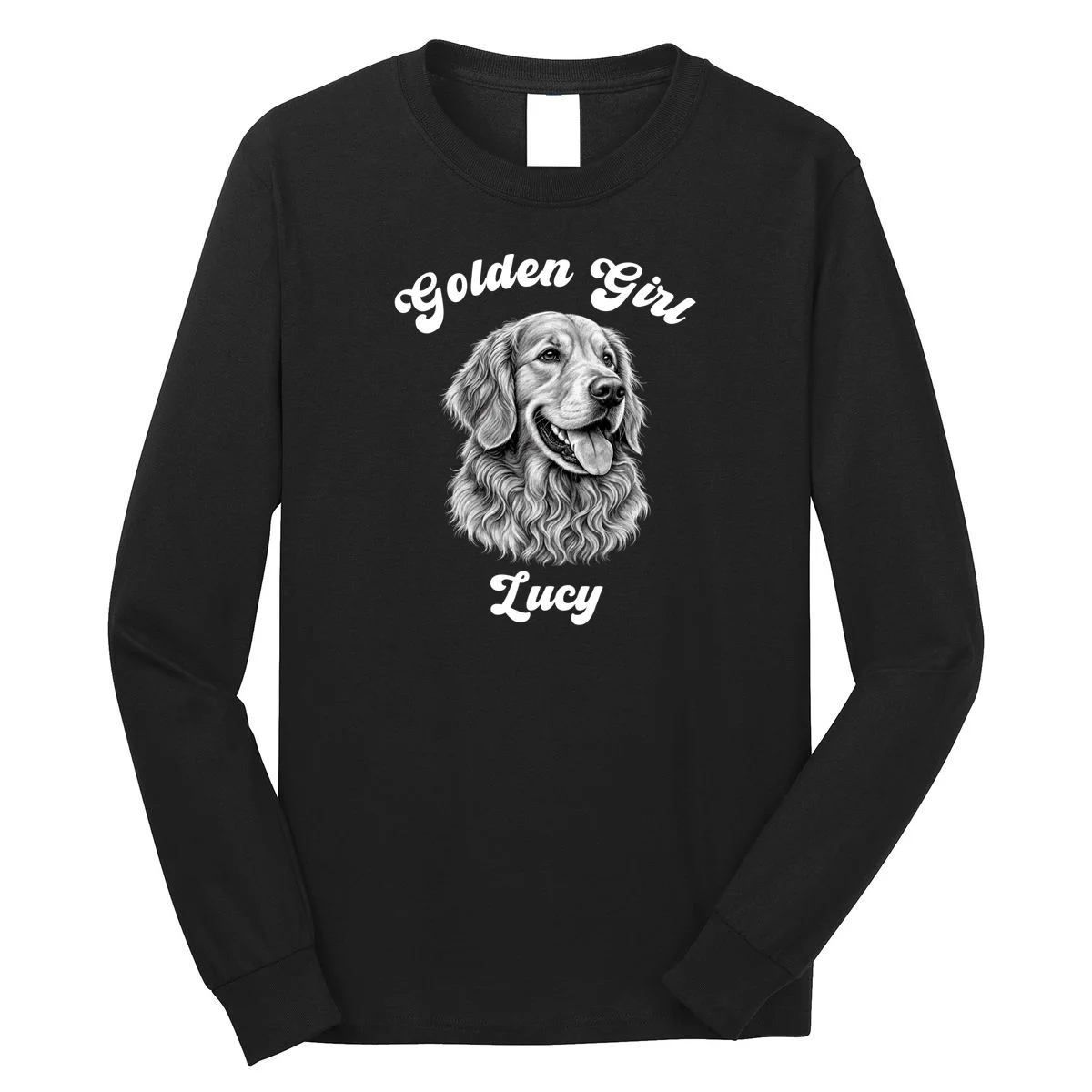 Golden Retriever Golden Boy Golden Girl Personalized Pet Name Long Sleeve Shirt - Front