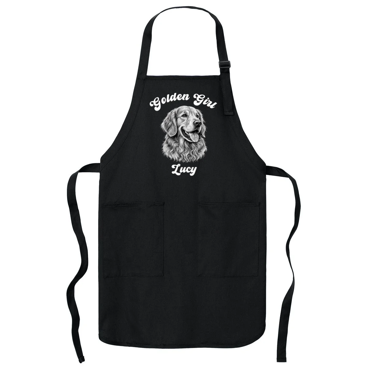 Golden Retriever Golden Boy Golden Girl Personalized Pet Name Apron - Front
